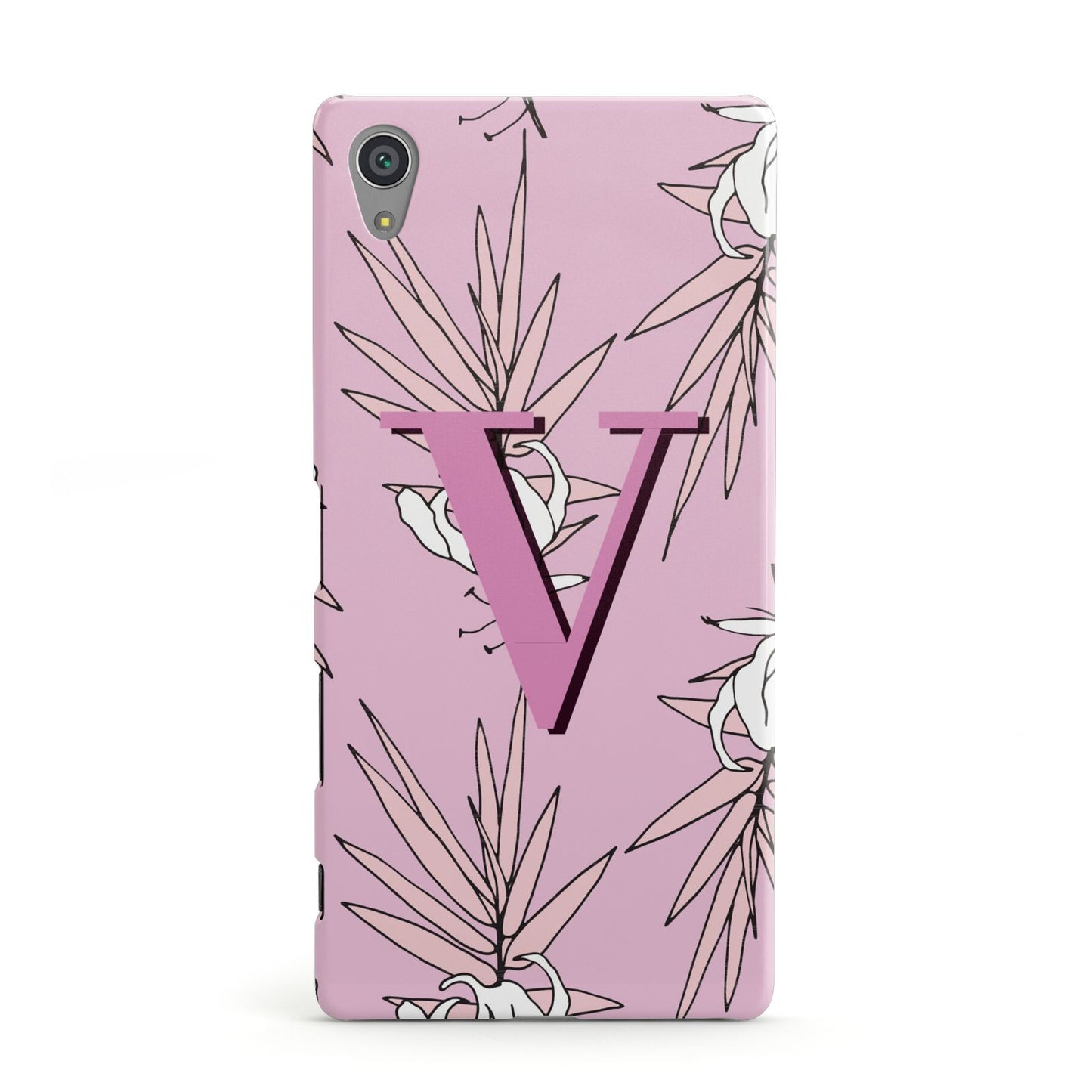 Personalised Pink and White Floral Monogram Sony Xperia Case