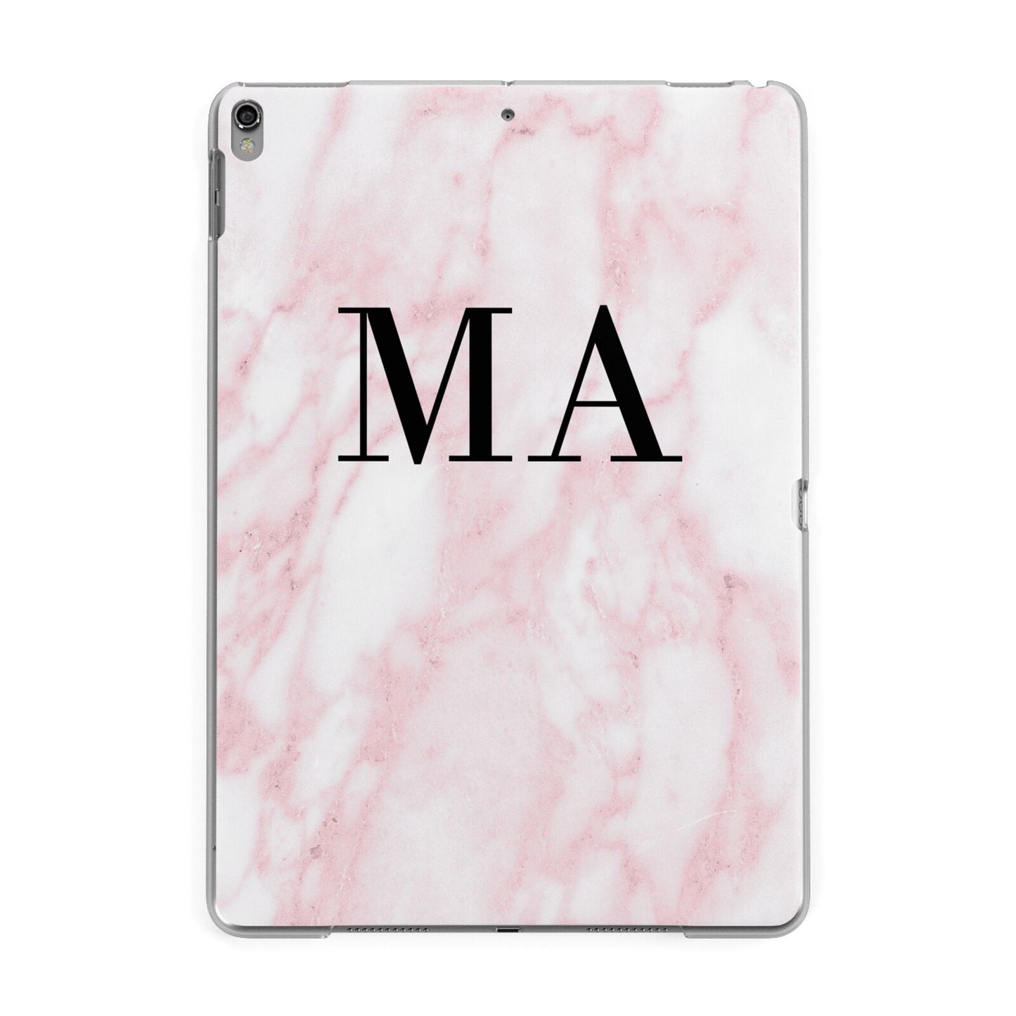 Personalised Pinky Marble Initials Apple iPad Grey Case