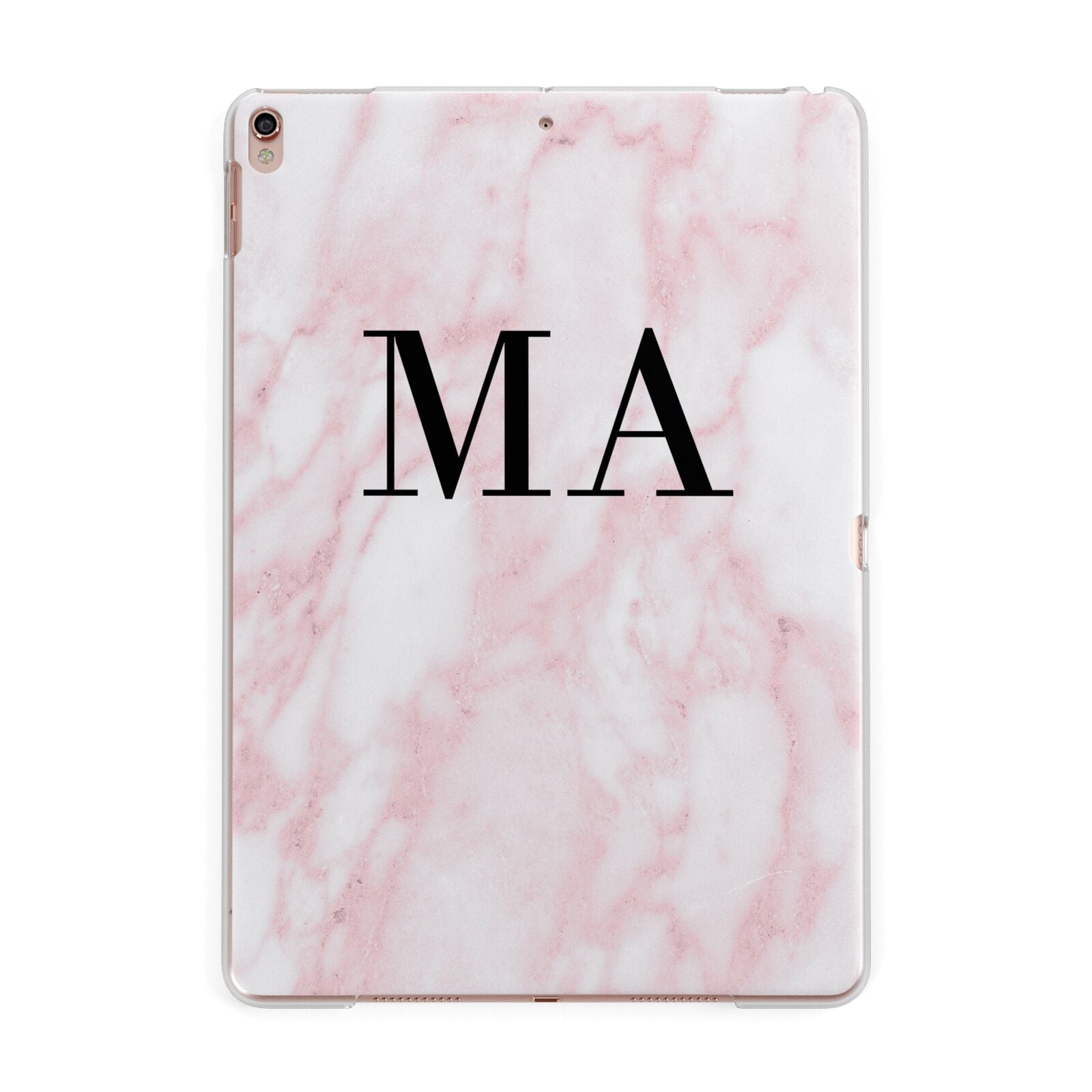 Personalised Pinky Marble Initials Apple iPad Rose Gold Case