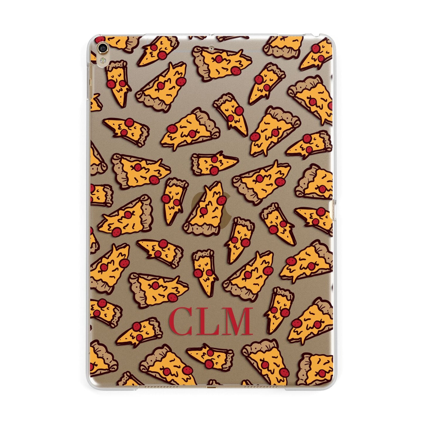 Personalised Pizza Initials Clear Apple iPad Gold Case