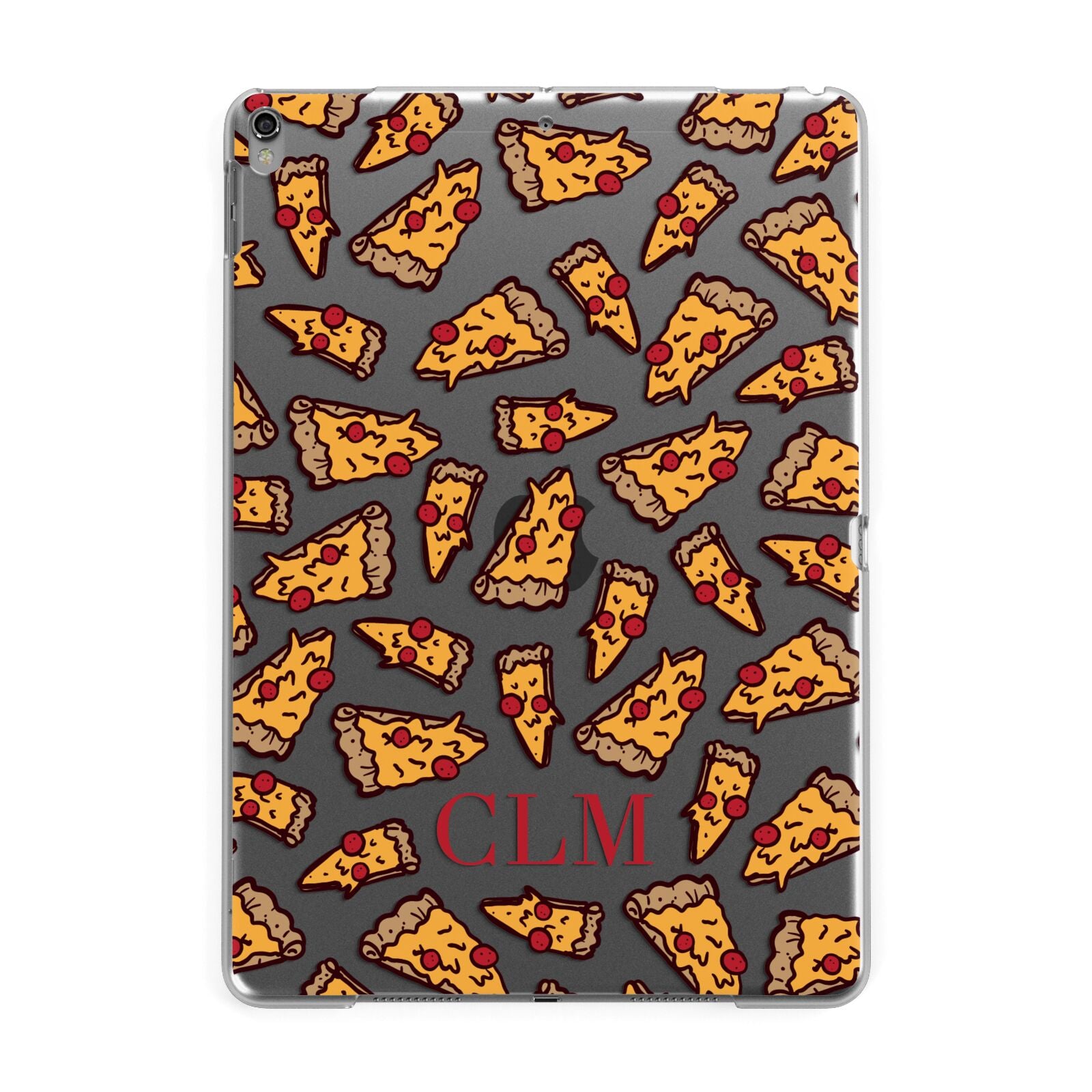 Personalised Pizza Initials Clear Apple iPad Grey Case