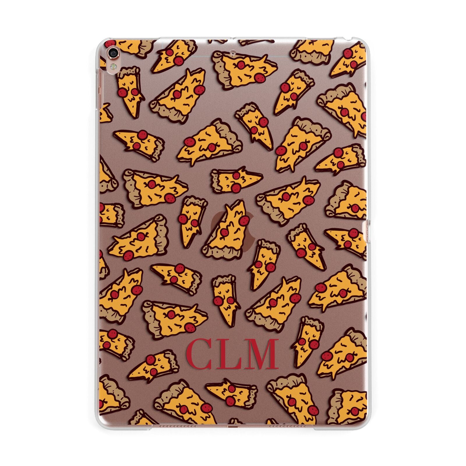 Personalised Pizza Initials Clear Apple iPad Rose Gold Case