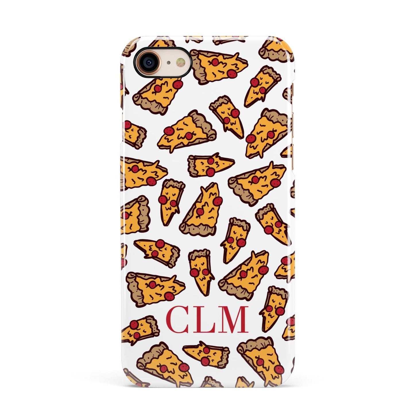 Personalised Pizza Initials Clear Apple iPhone 7 8 3D Snap Case