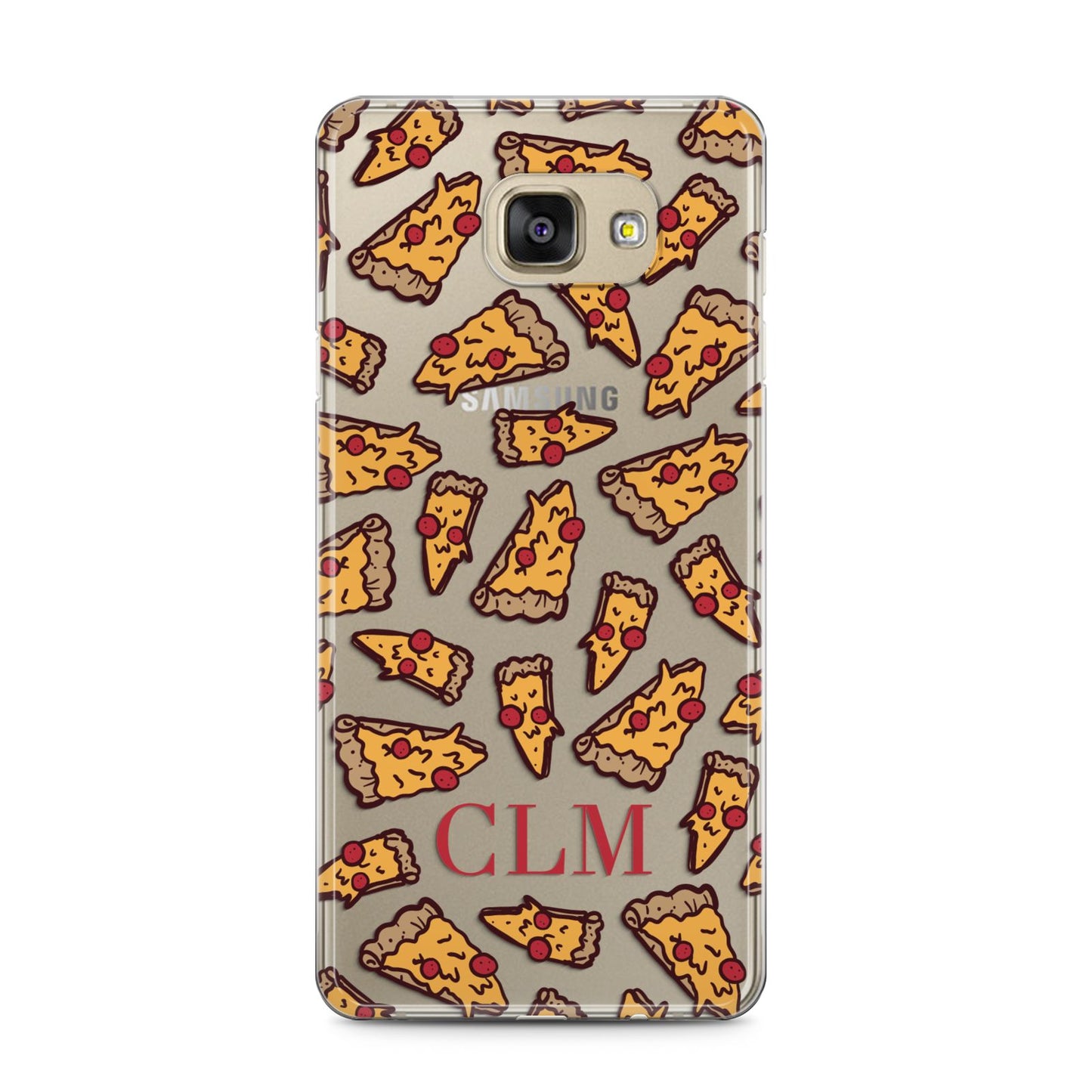 Personalised Pizza Initials Clear Samsung Galaxy A5 2016 Case on gold phone