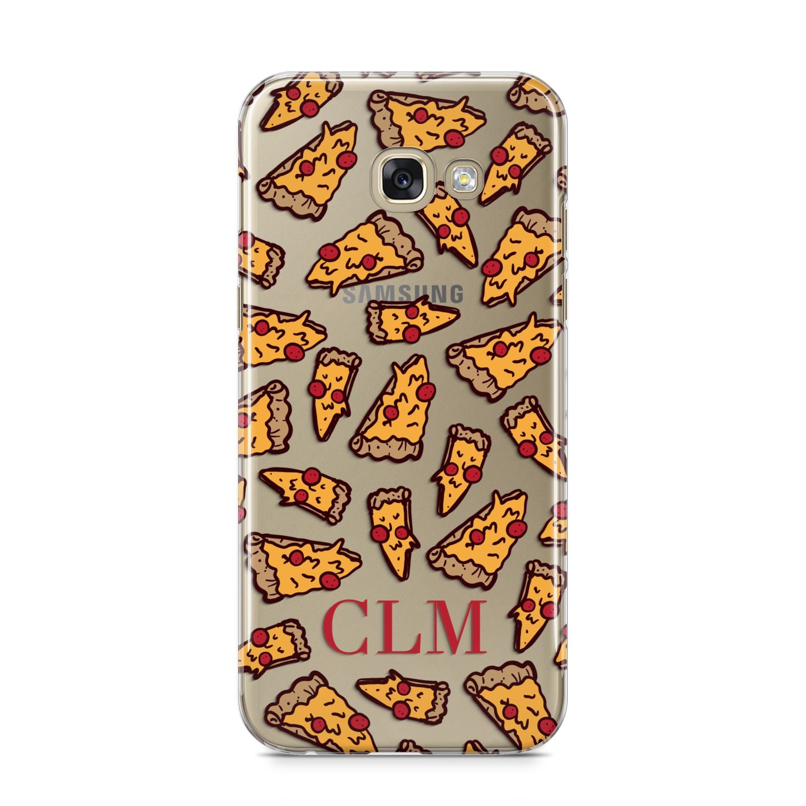 Personalised Pizza Initials Clear Samsung Galaxy A5 2017 Case on gold phone