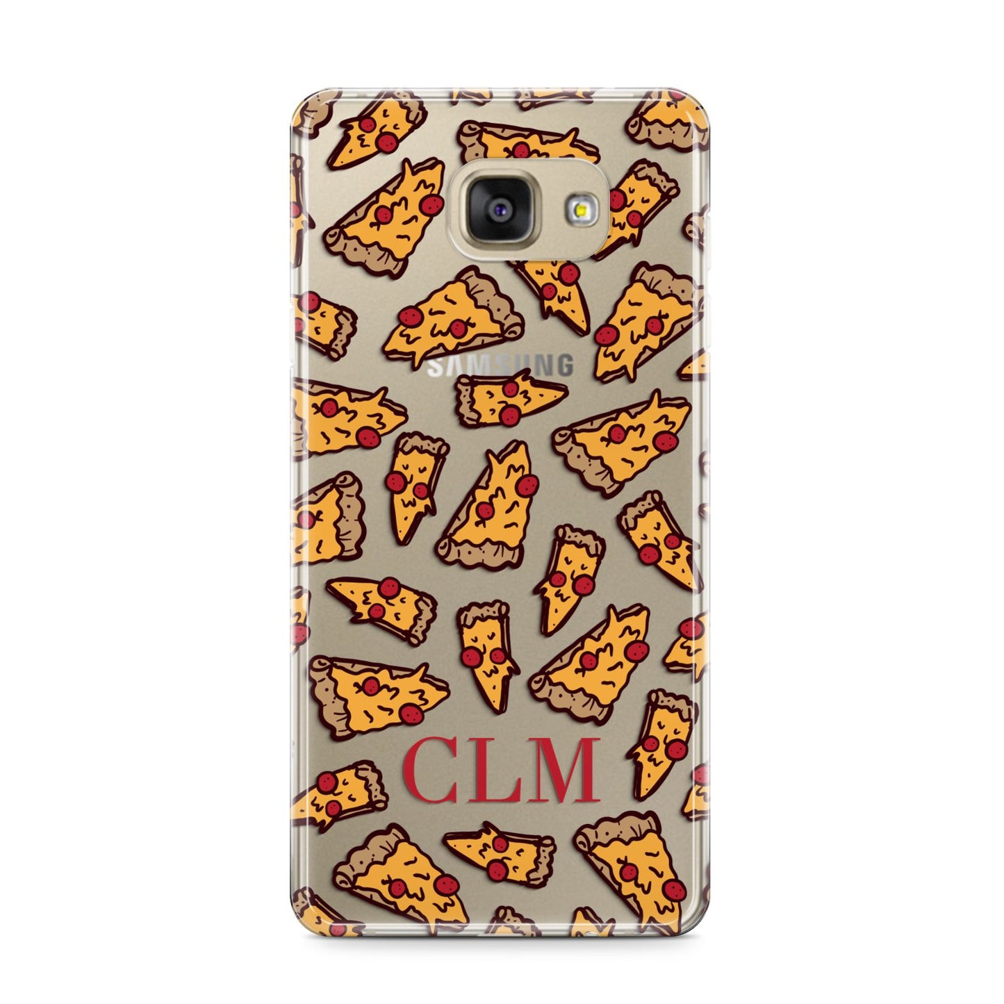 Personalised Pizza Initials Clear Samsung Galaxy A9 2016 Case on gold phone