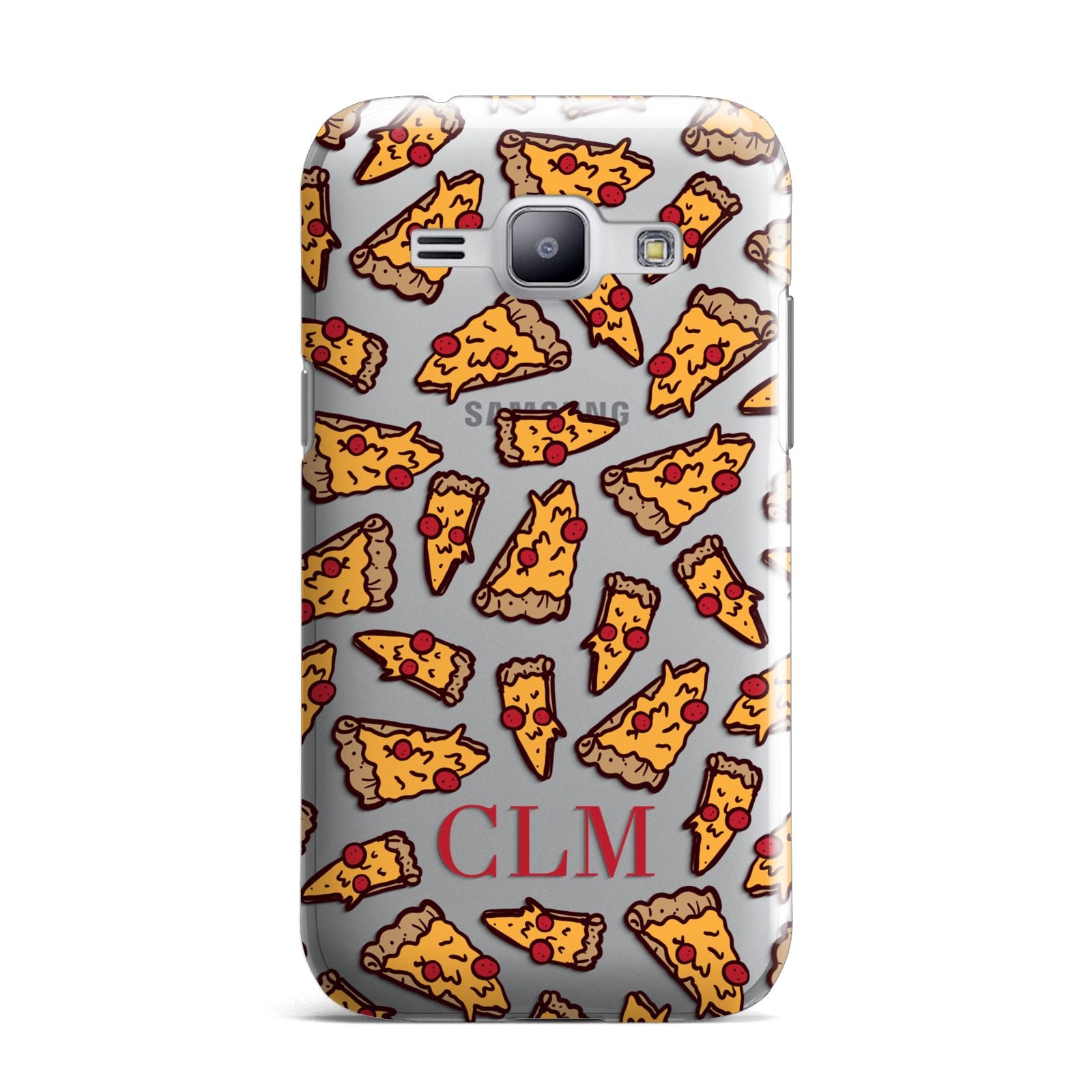 Personalised Pizza Initials Clear Samsung Galaxy J1 2015 Case