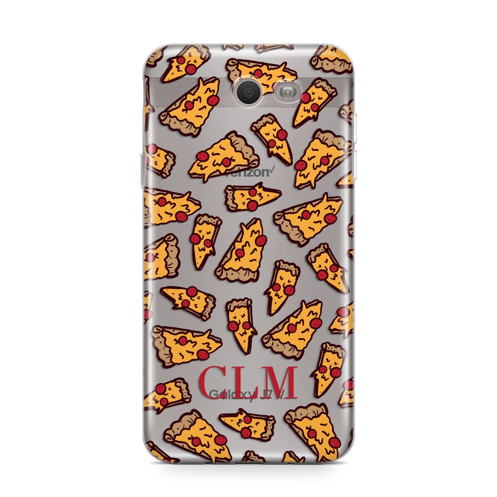 Personalised Pizza Initials Clear Samsung Galaxy J7 2017 Case