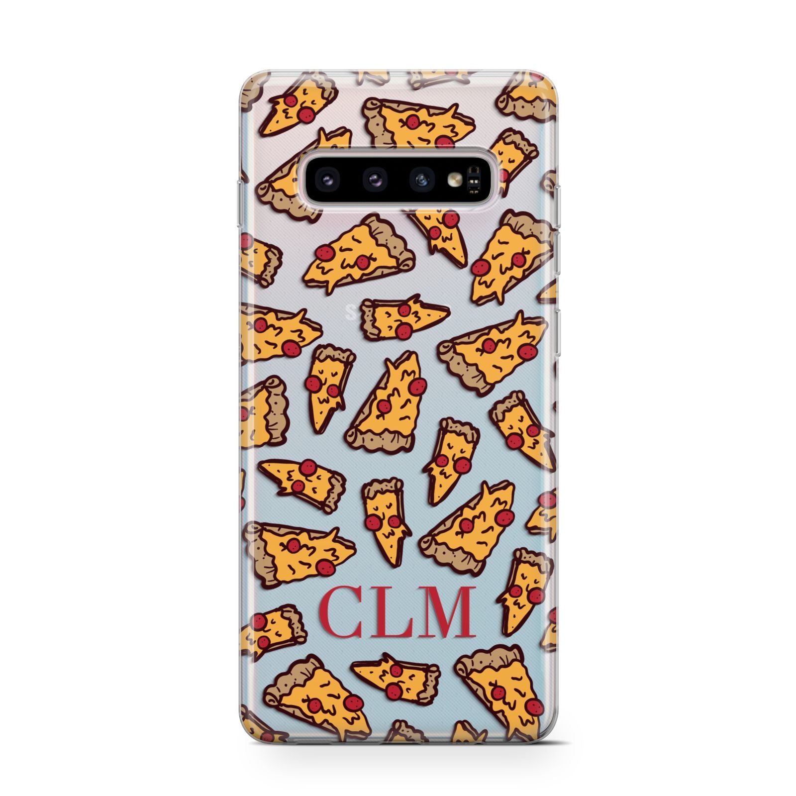 Personalised Pizza Initials Clear Samsung Galaxy S10 Case