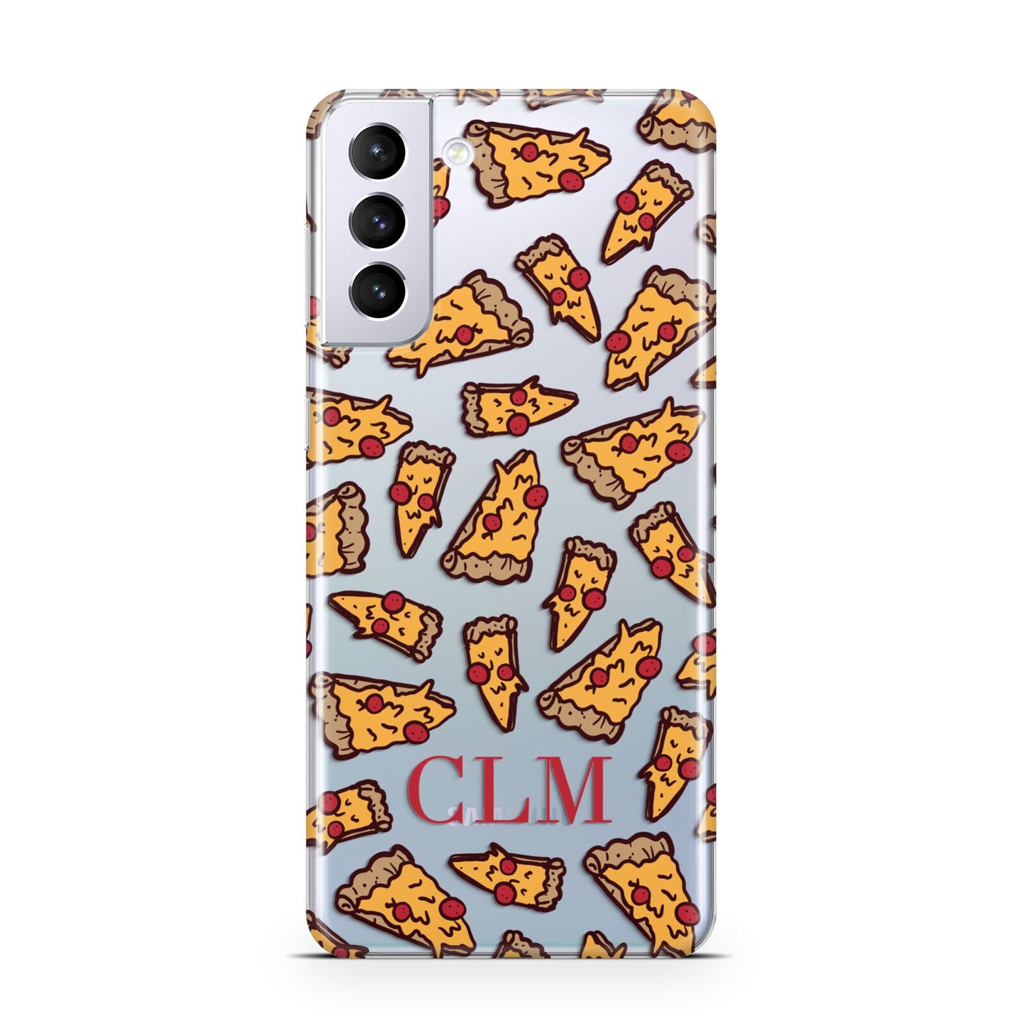 Personalised Pizza Initials Clear Samsung S21 Plus Phone Case