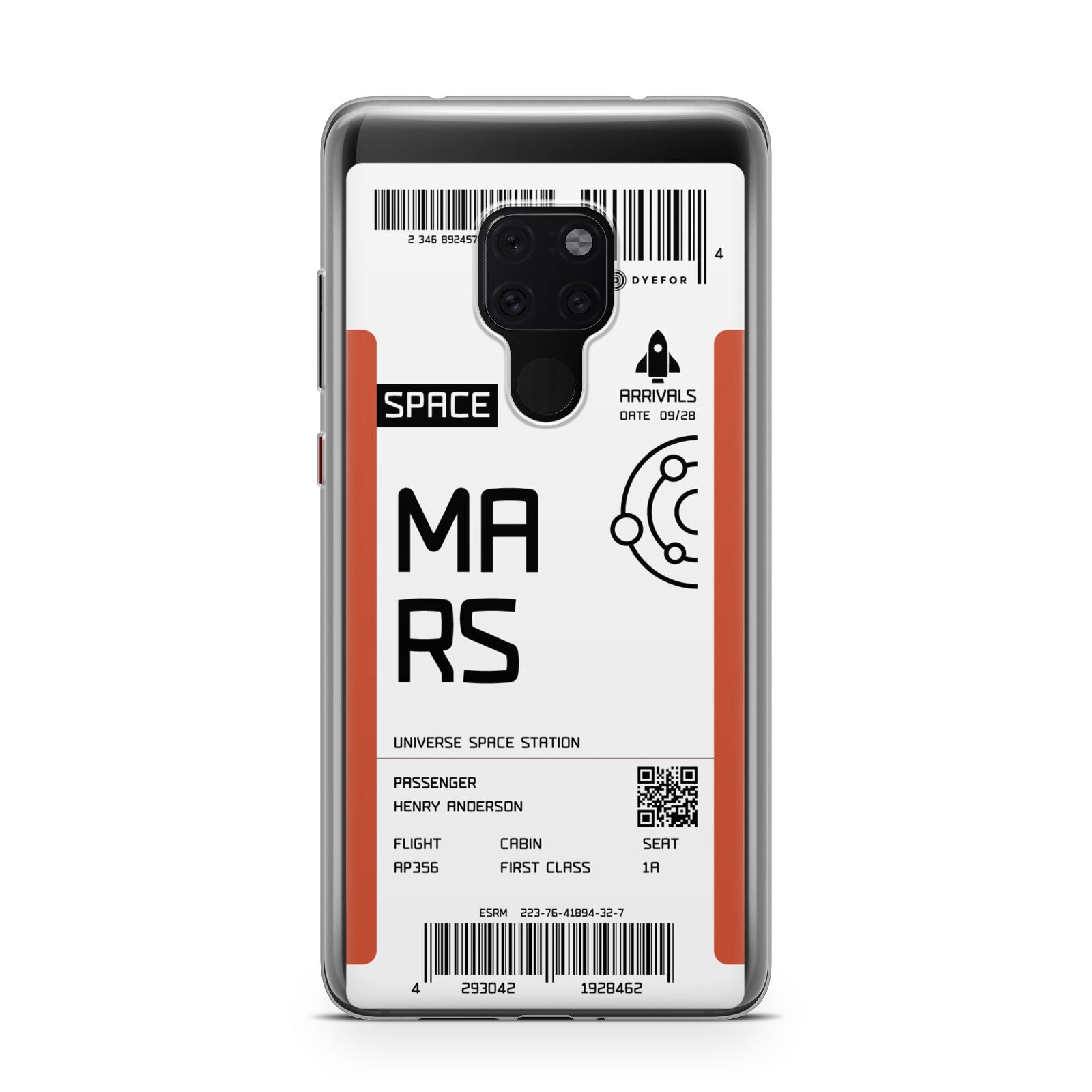 Personalised Planet Boarding Pass Huawei Mate 20 Phone Case