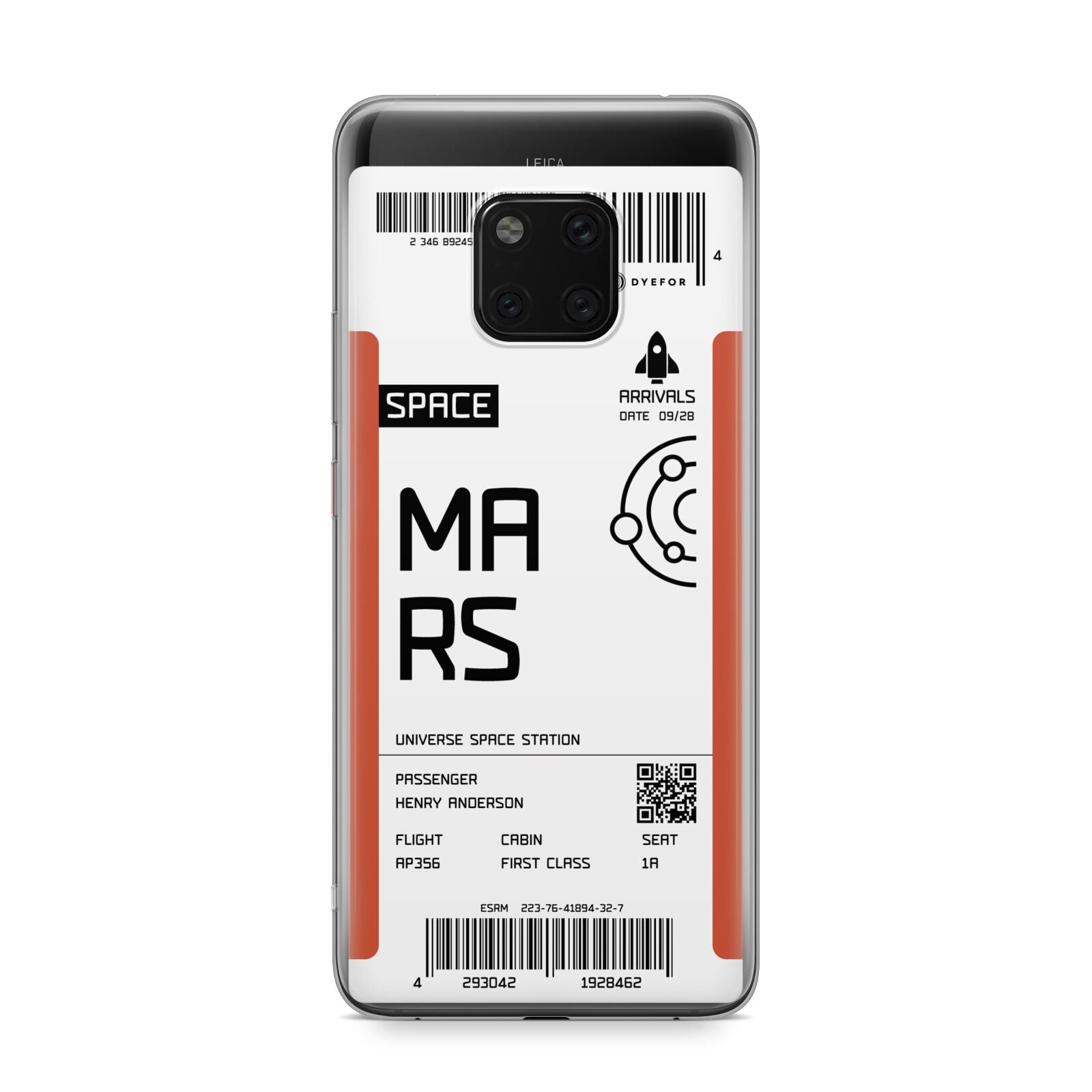 Personalised Planet Boarding Pass Huawei Mate 20 Pro Phone Case