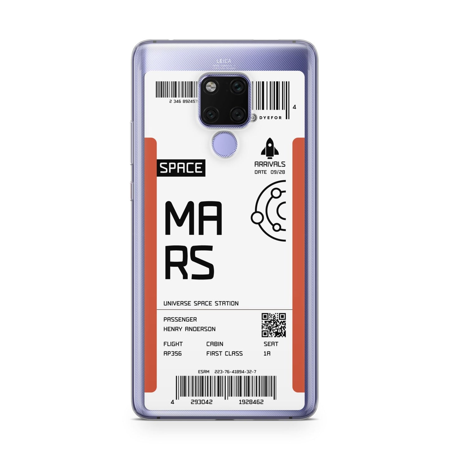 Personalised Planet Boarding Pass Huawei Mate 20X Phone Case