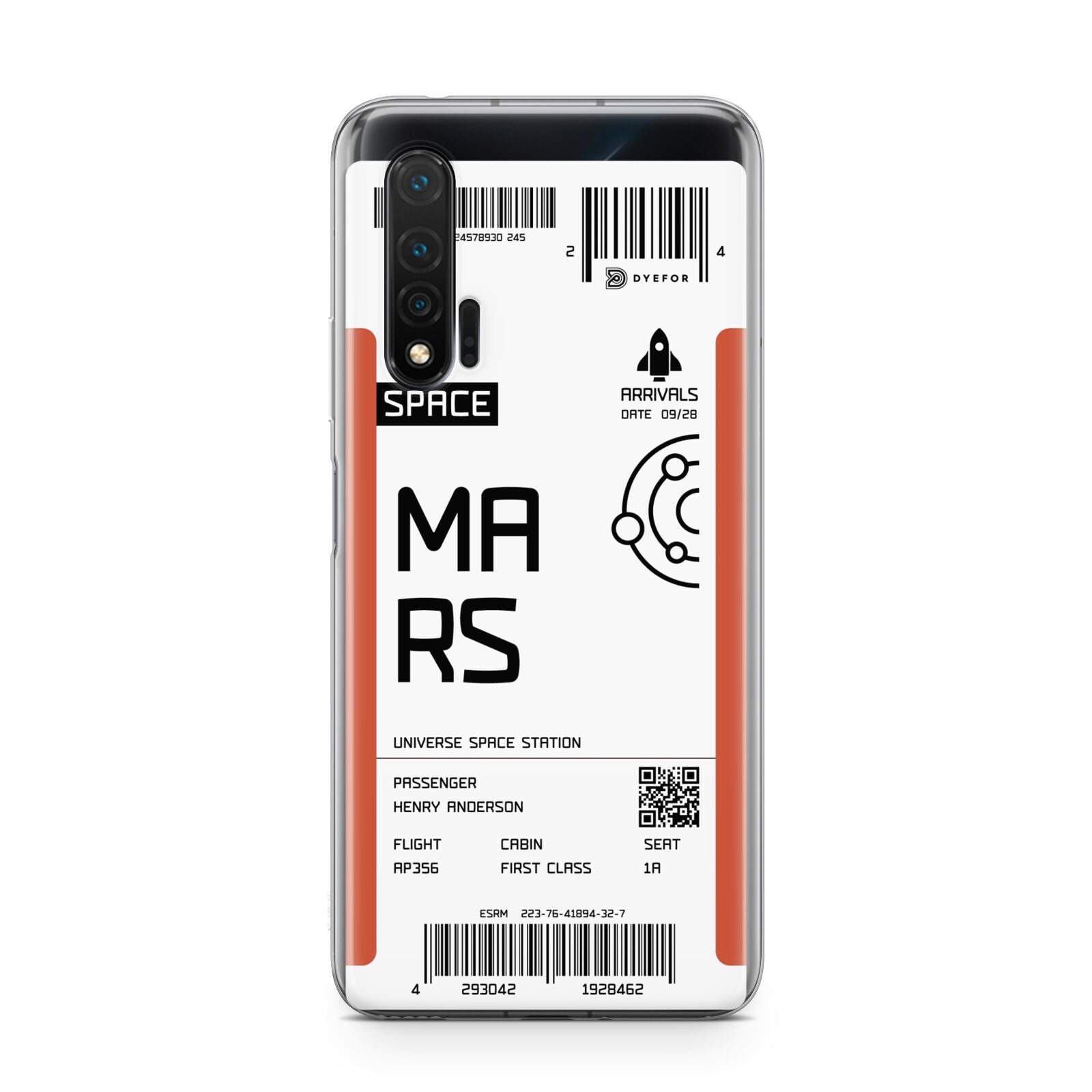 Personalised Planet Boarding Pass Huawei Nova 6 Phone Case