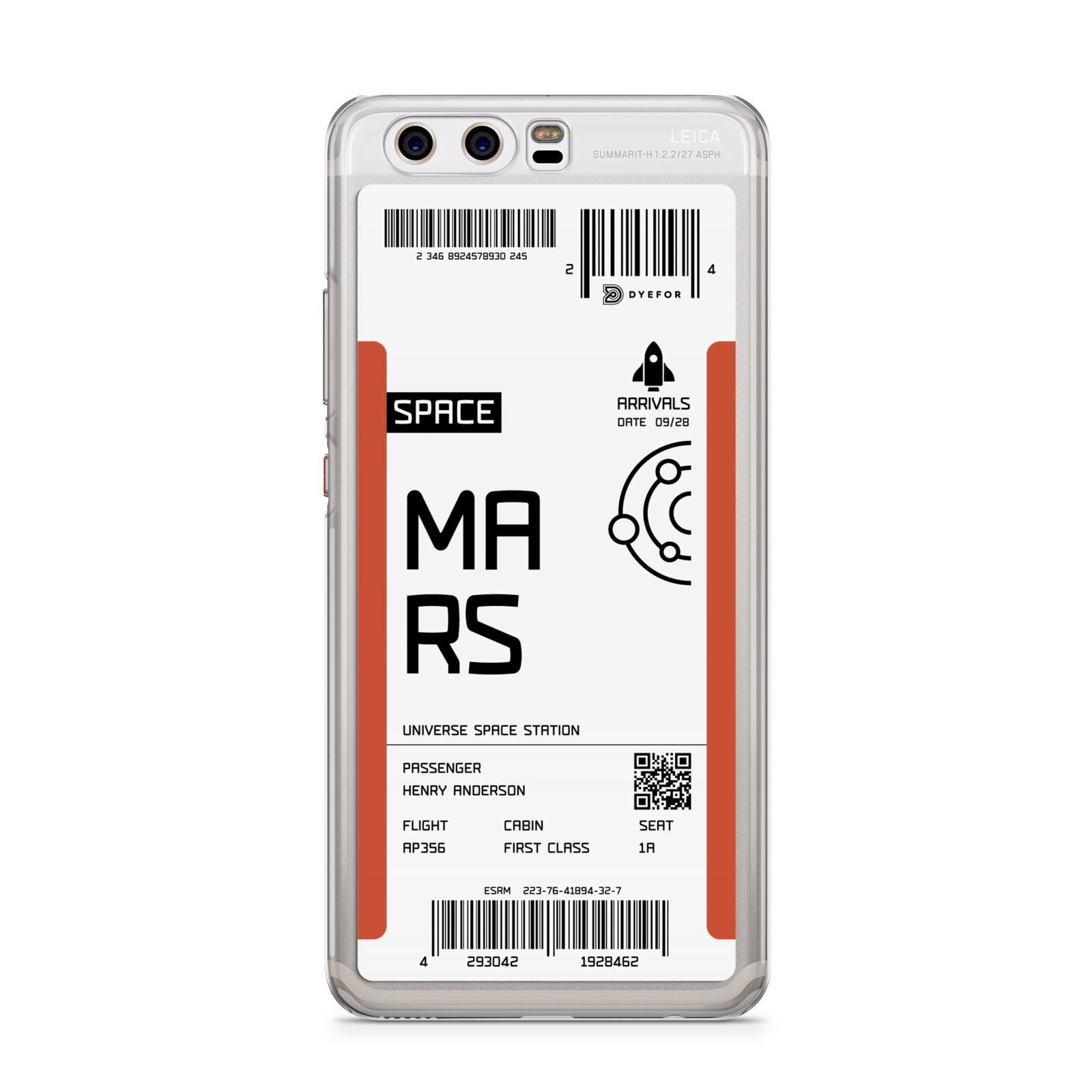 Personalised Planet Boarding Pass Huawei P10 Phone Case