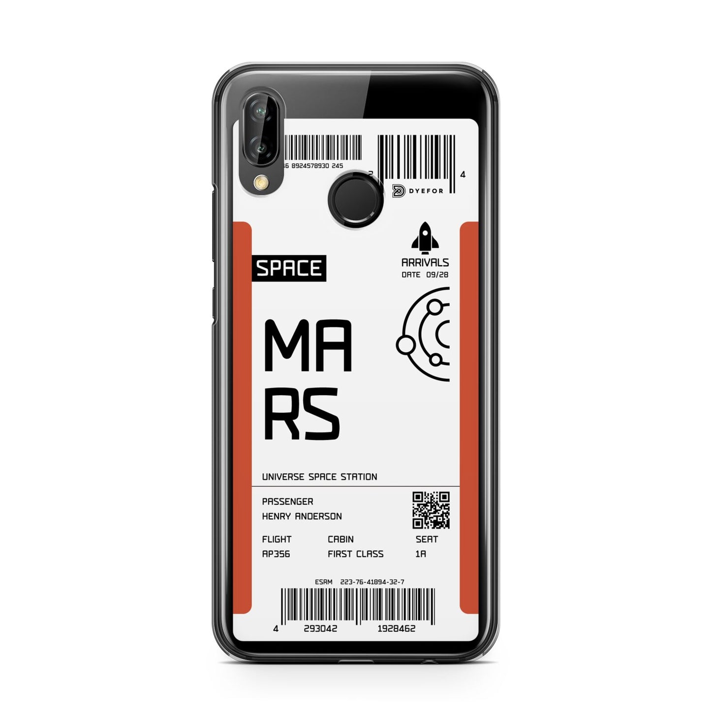 Personalised Planet Boarding Pass Huawei P20 Lite Phone Case