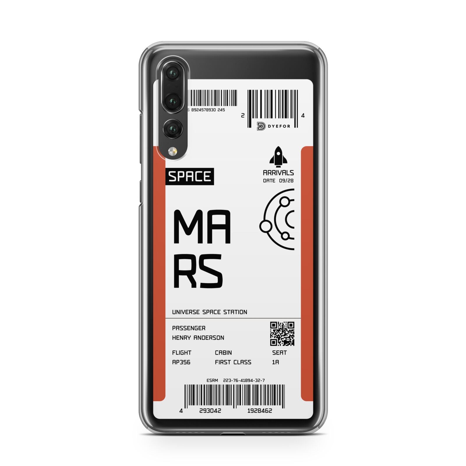 Personalised Planet Boarding Pass Huawei P20 Pro Phone Case