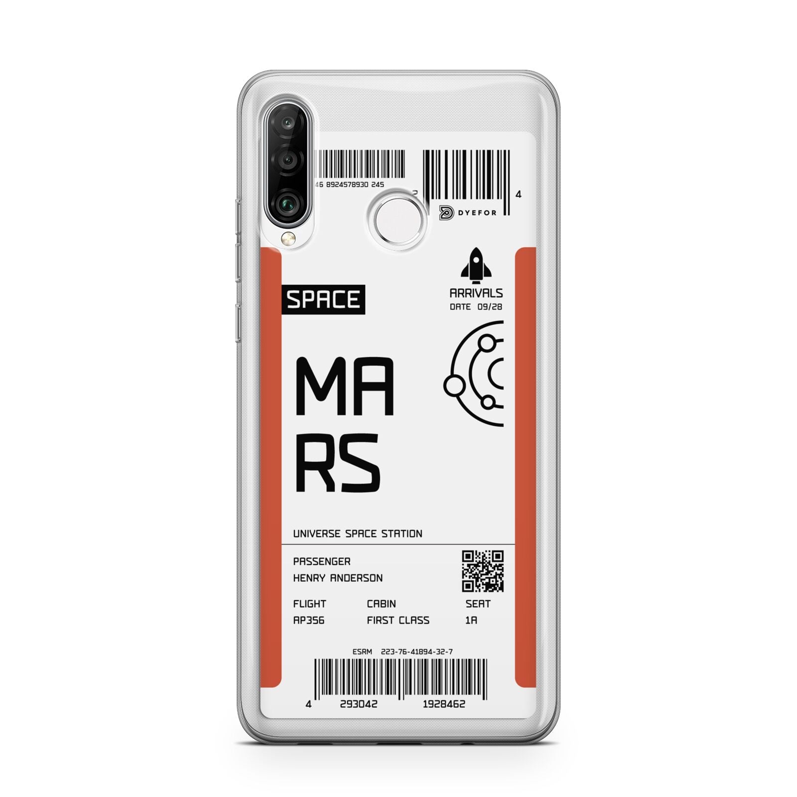 Personalised Planet Boarding Pass Huawei P30 Lite Phone Case