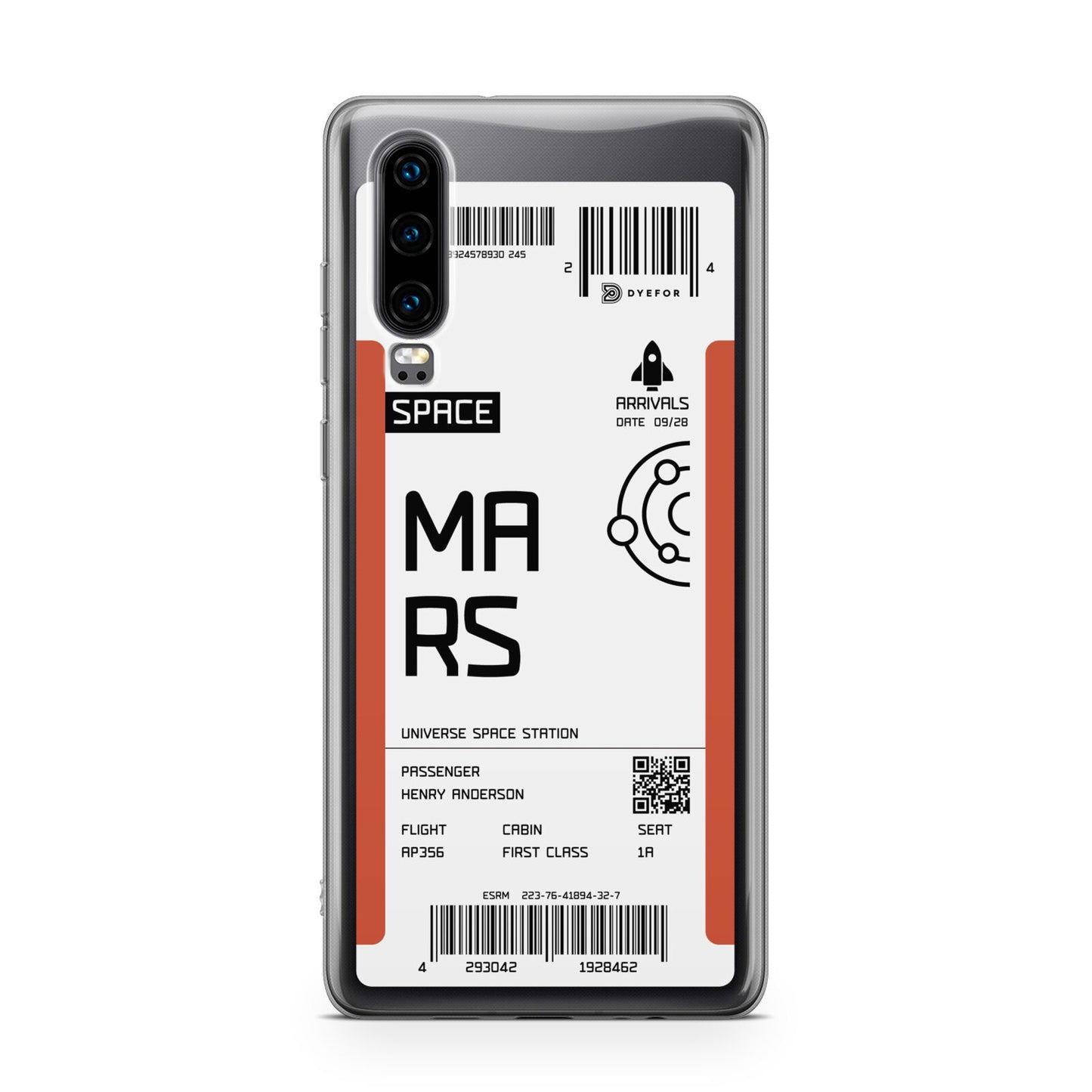 Personalised Planet Boarding Pass Huawei P30 Phone Case