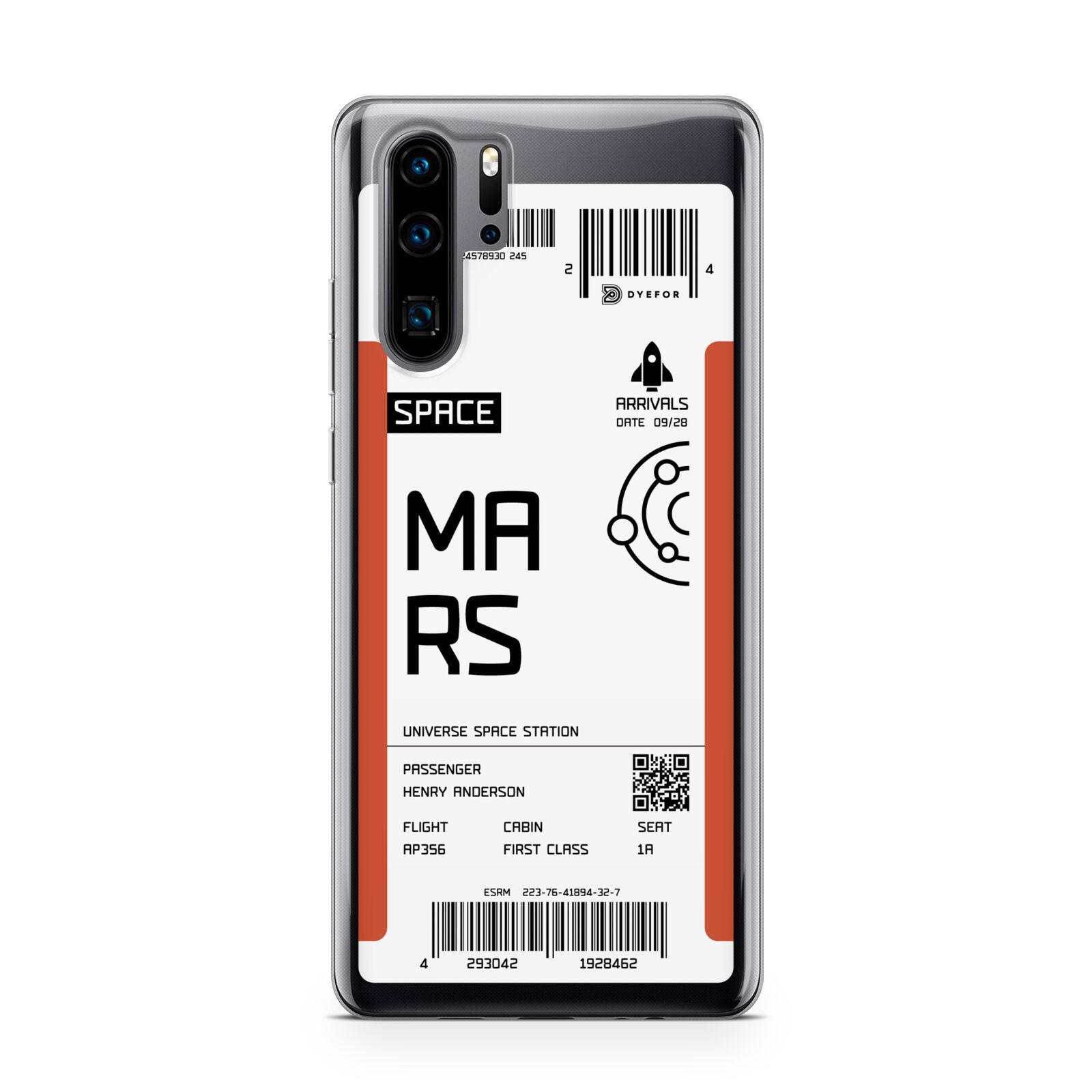 Personalised Planet Boarding Pass Huawei P30 Pro Phone Case