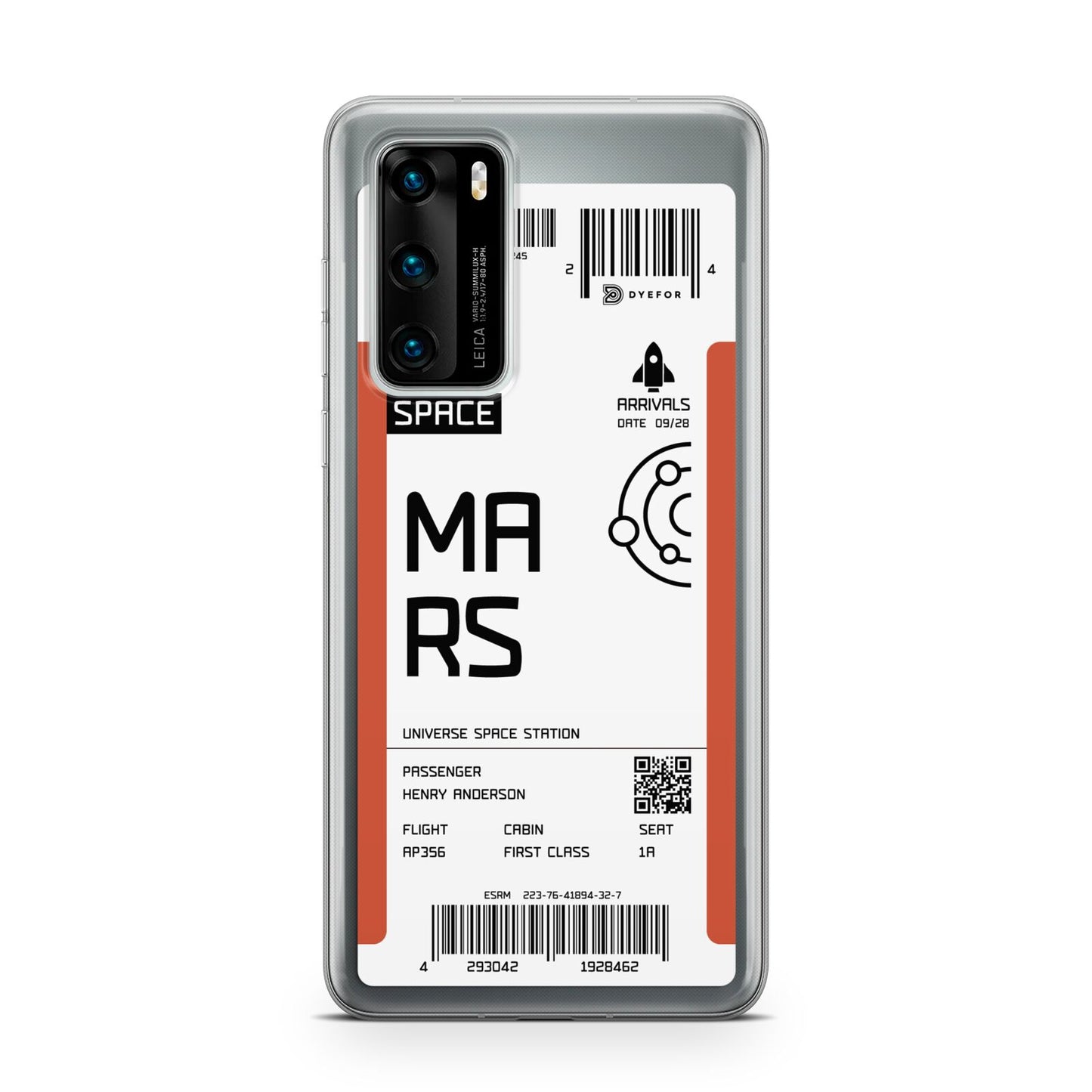 Personalised Planet Boarding Pass Huawei P40 Phone Case