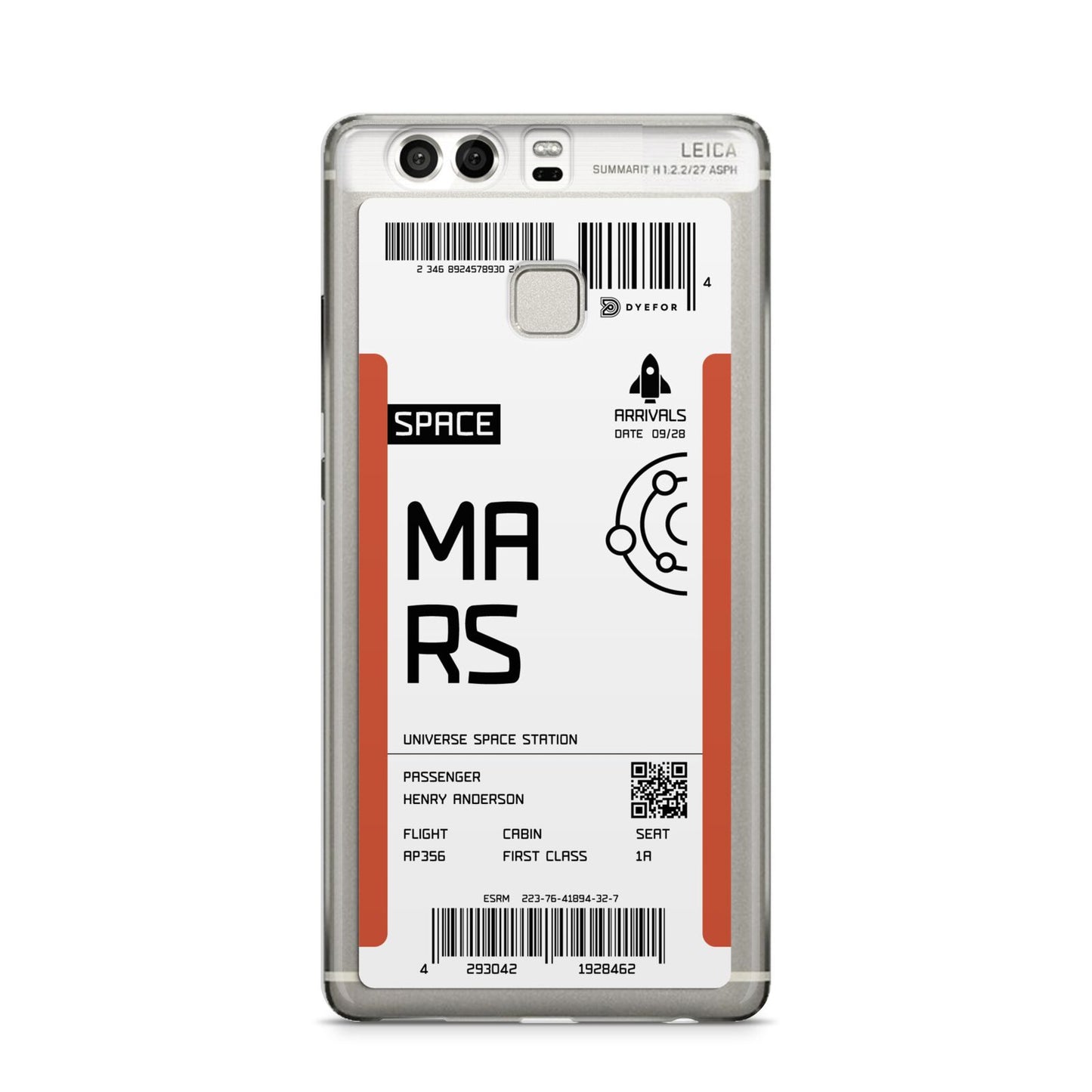 Personalised Planet Boarding Pass Huawei P9 Case