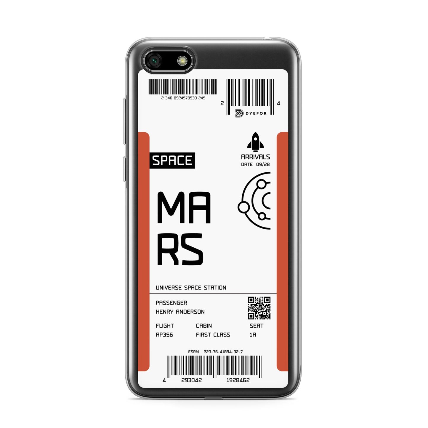 Personalised Planet Boarding Pass Huawei Y5 Prime 2018 Phone Case