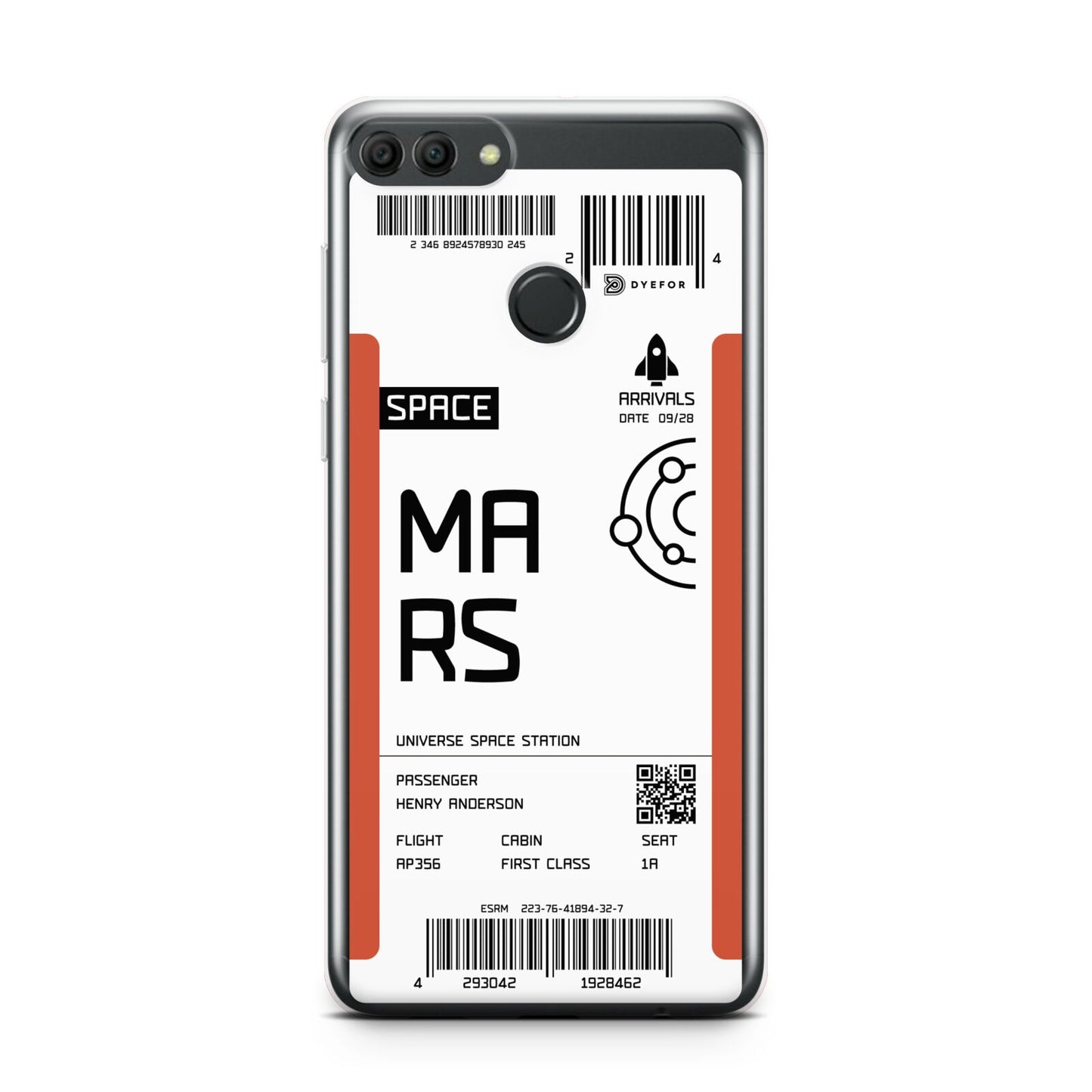 Personalised Planet Boarding Pass Huawei Y9 2018