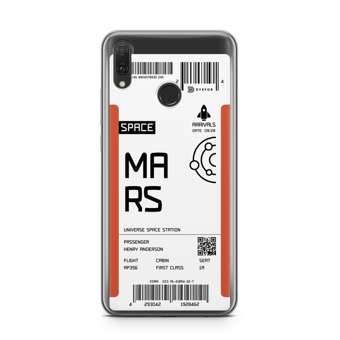 Personalised Planet Boarding Pass Huawei Y9 2019