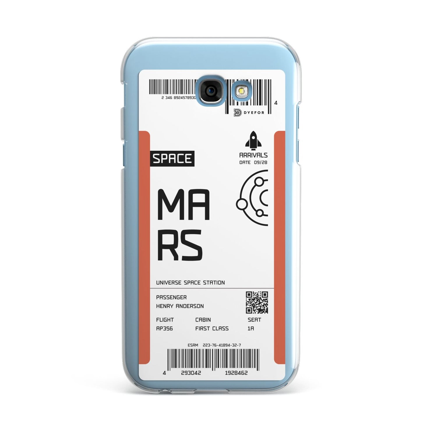 Personalised Planet Boarding Pass Samsung Galaxy A7 2017 Case