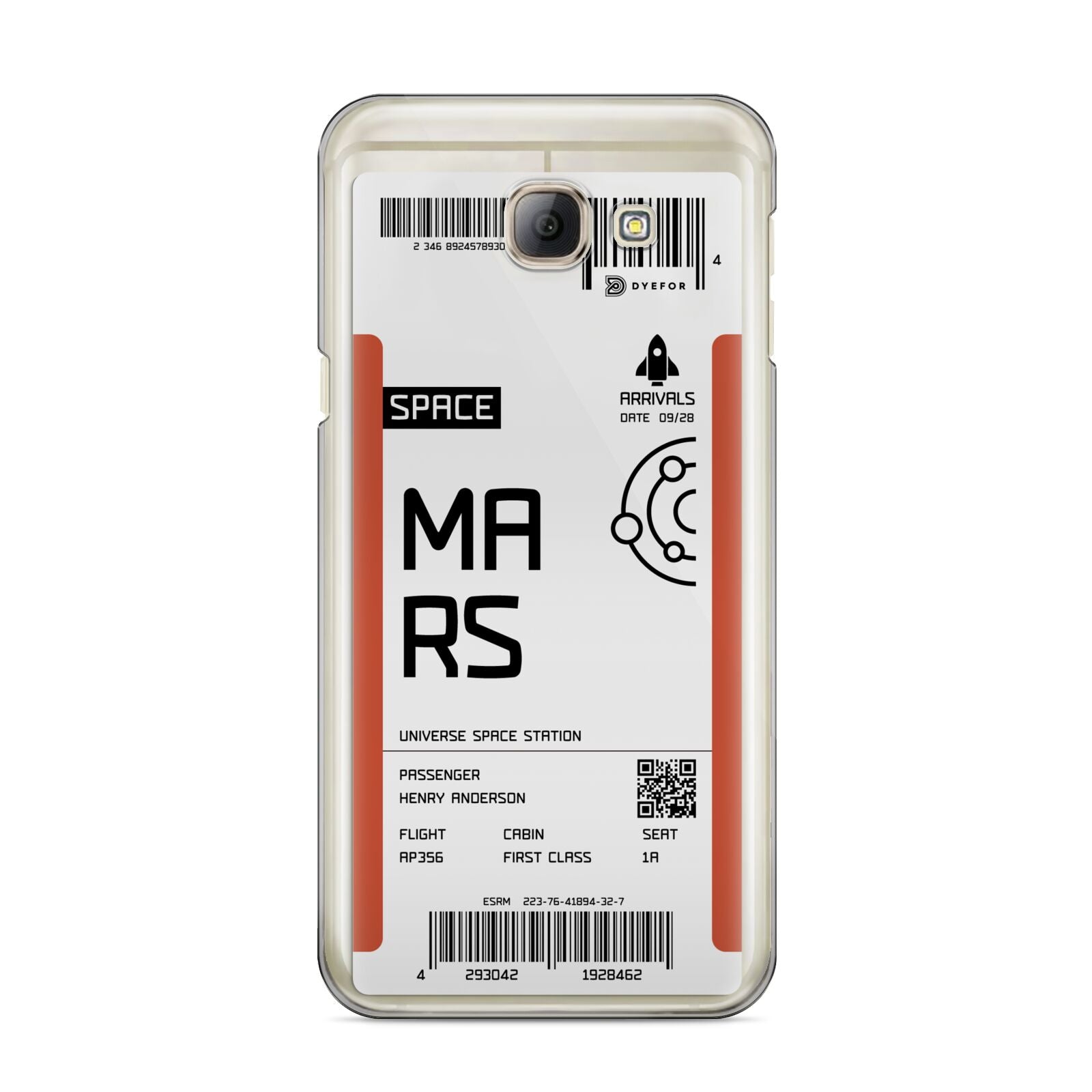 Personalised Planet Boarding Pass Samsung Galaxy A8 2016 Case