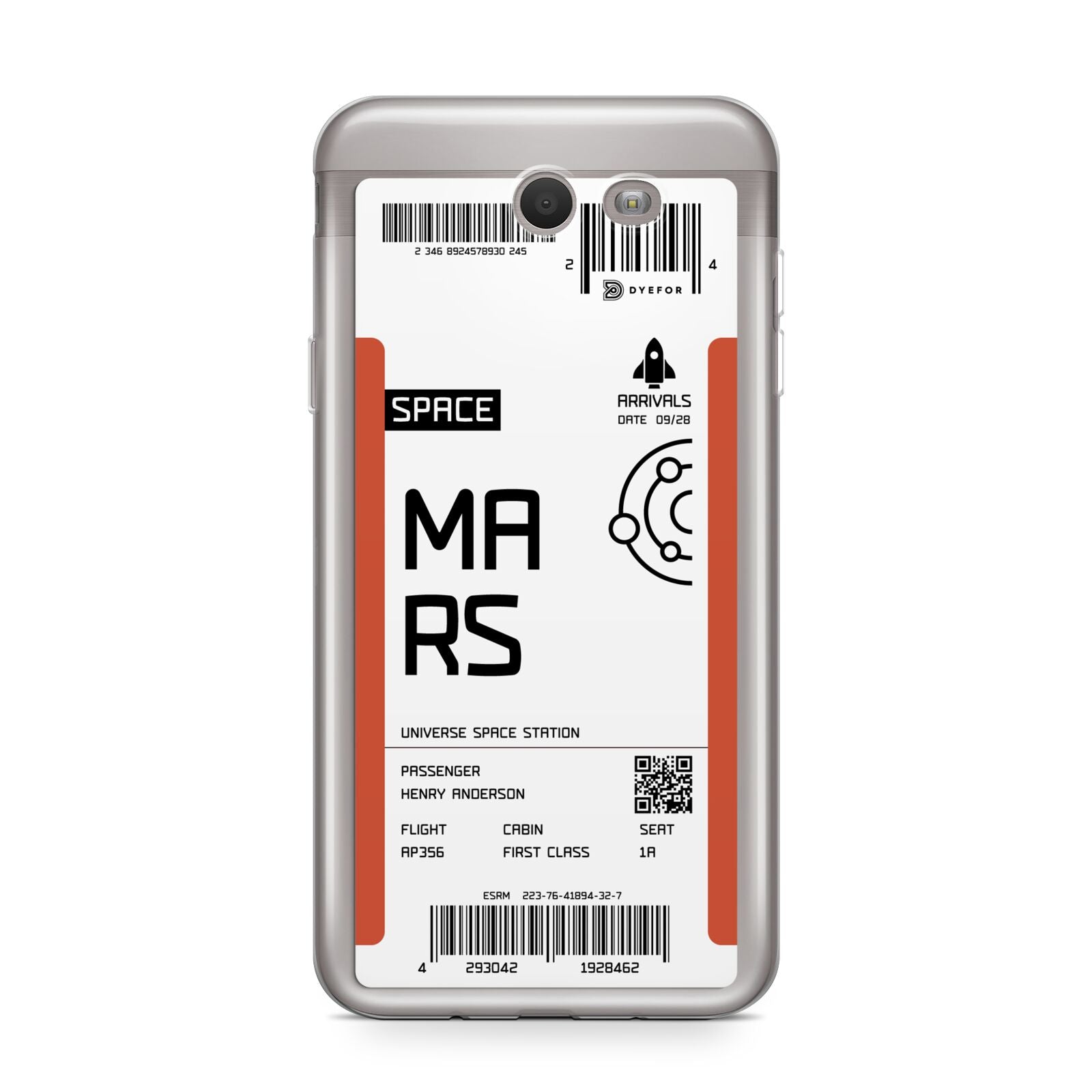 Personalised Planet Boarding Pass Samsung Galaxy J7 2017 Case