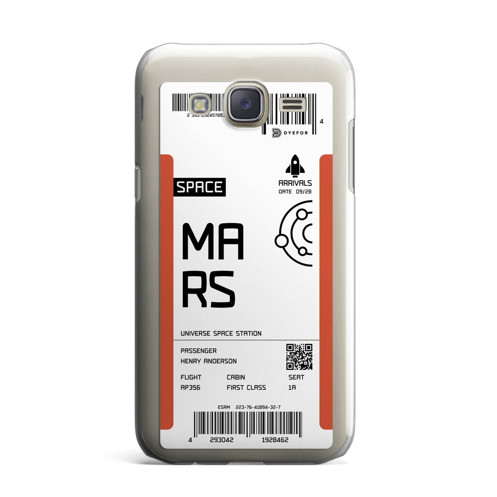 Personalised Planet Boarding Pass Samsung Galaxy J7 Case
