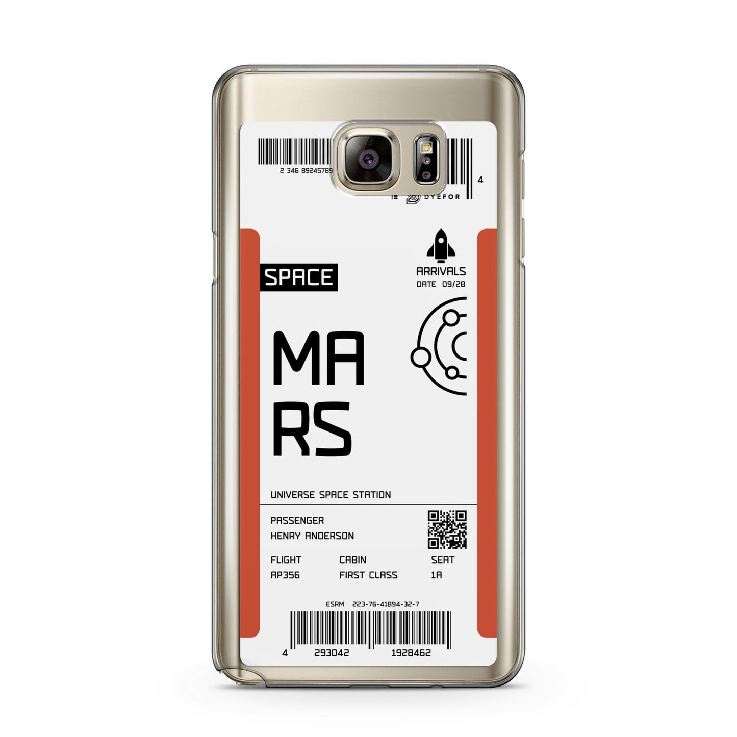 Personalised Planet Boarding Pass Samsung Galaxy Note 5 Case