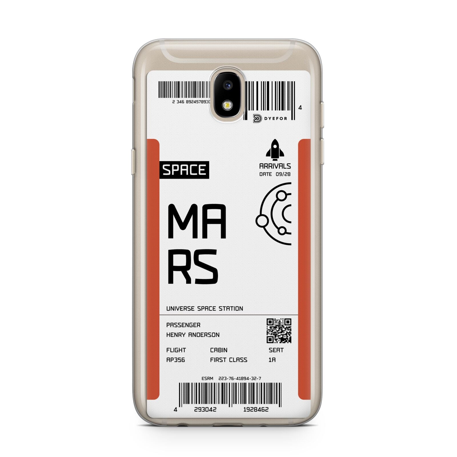 Personalised Planet Boarding Pass Samsung J5 2017 Case