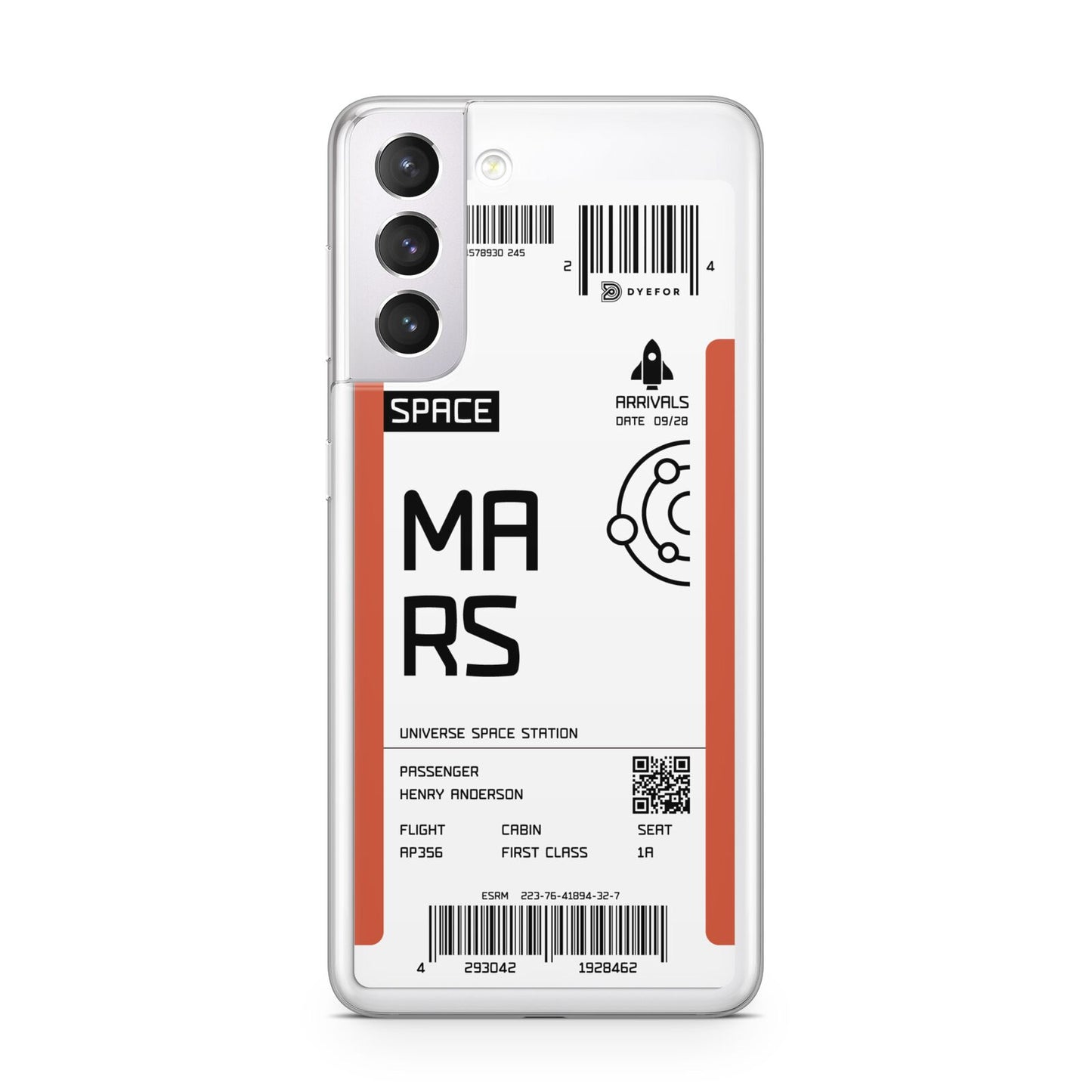 Personalised Planet Boarding Pass Samsung S21 Case