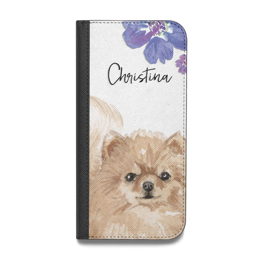 Personalised Pomeranian Vegan Leather Flip iPhone Case