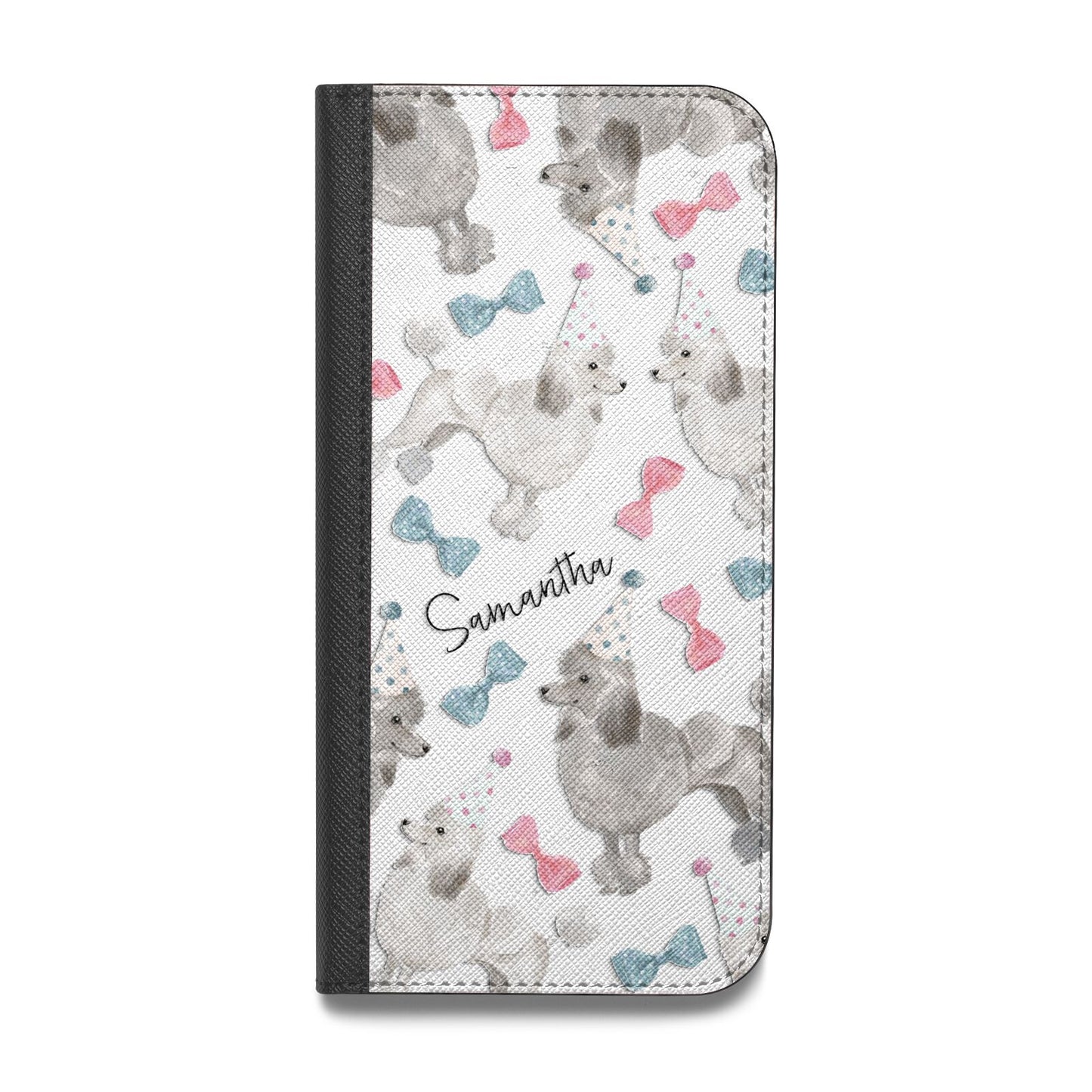 Personalised Poodle Dog Vegan Leather Flip Samsung Case