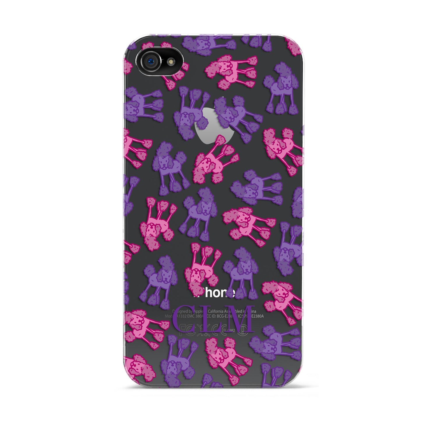 Personalised Poodle Initials Clear Apple iPhone 4s Case