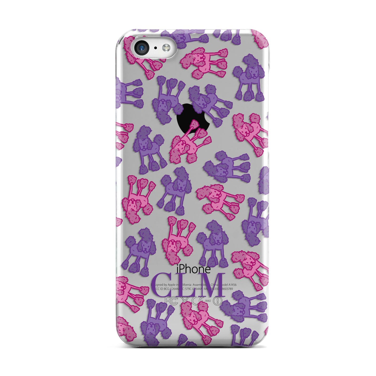 Personalised Poodle Initials Clear Apple iPhone 5c Case