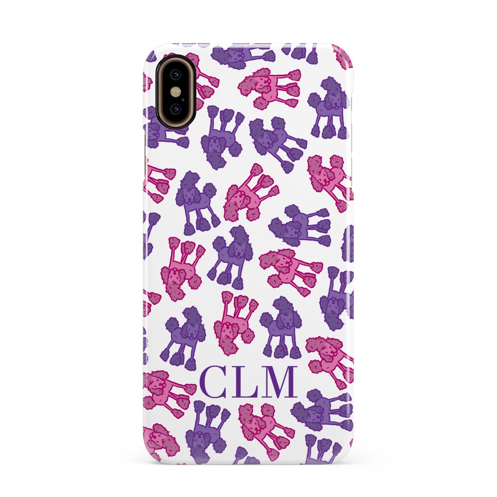 Personalised Poodle Initials Clear Apple iPhone Xs Max 3D Snap Case