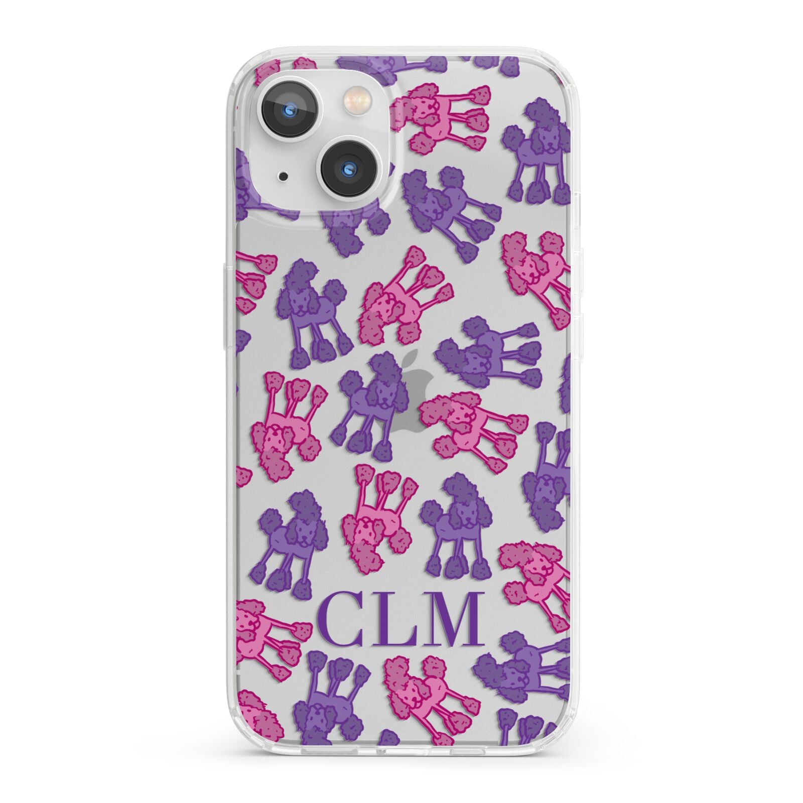 Personalised Poodle Initials Clear iPhone 13 Clear Bumper Case