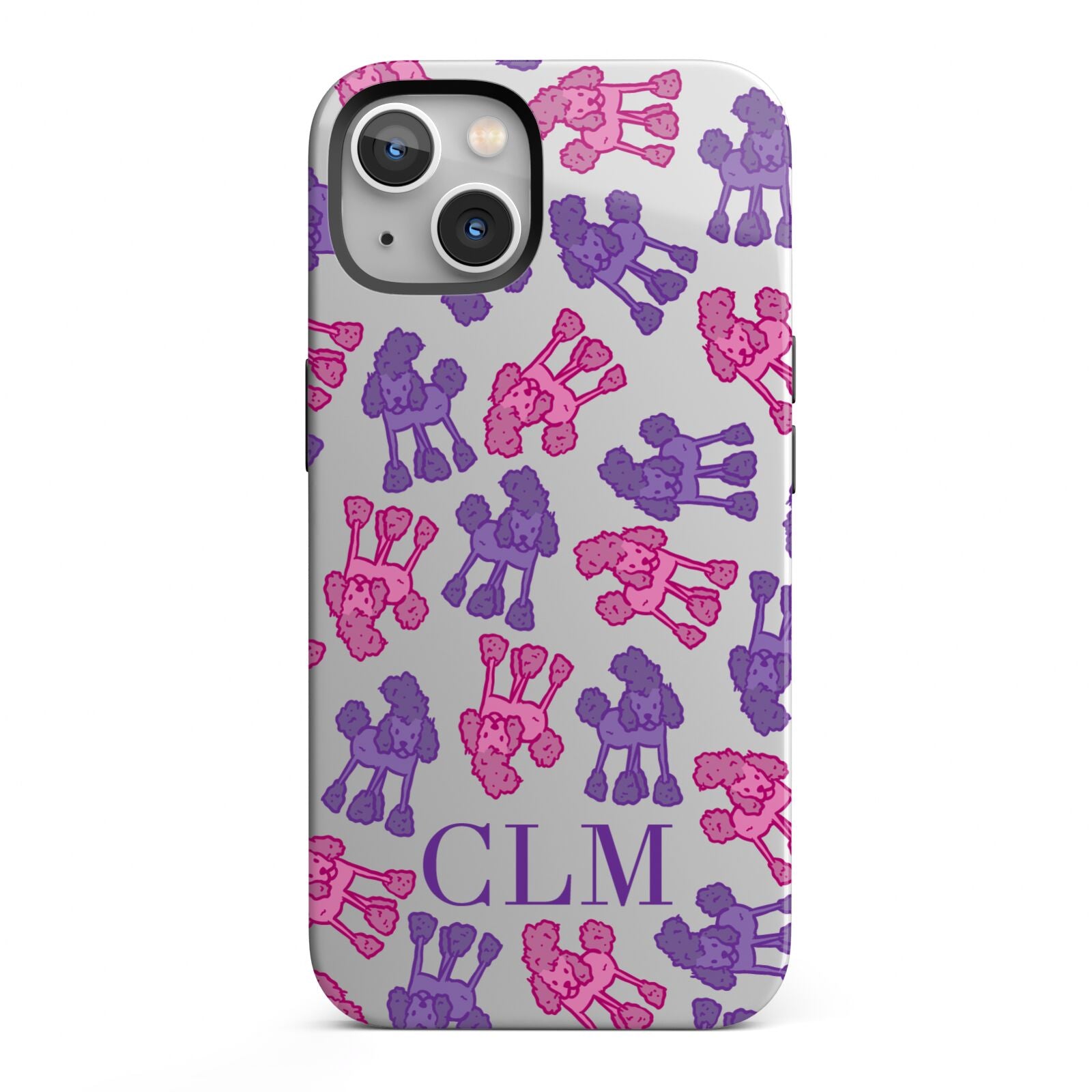 Personalised Poodle Initials Clear iPhone 13 Full Wrap 3D Tough Case