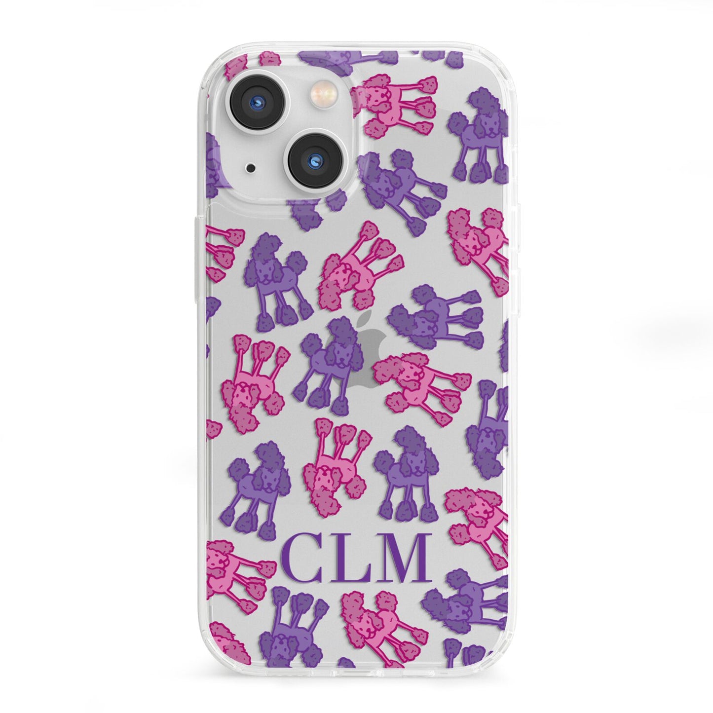 Personalised Poodle Initials Clear iPhone 13 Mini Clear Bumper Case