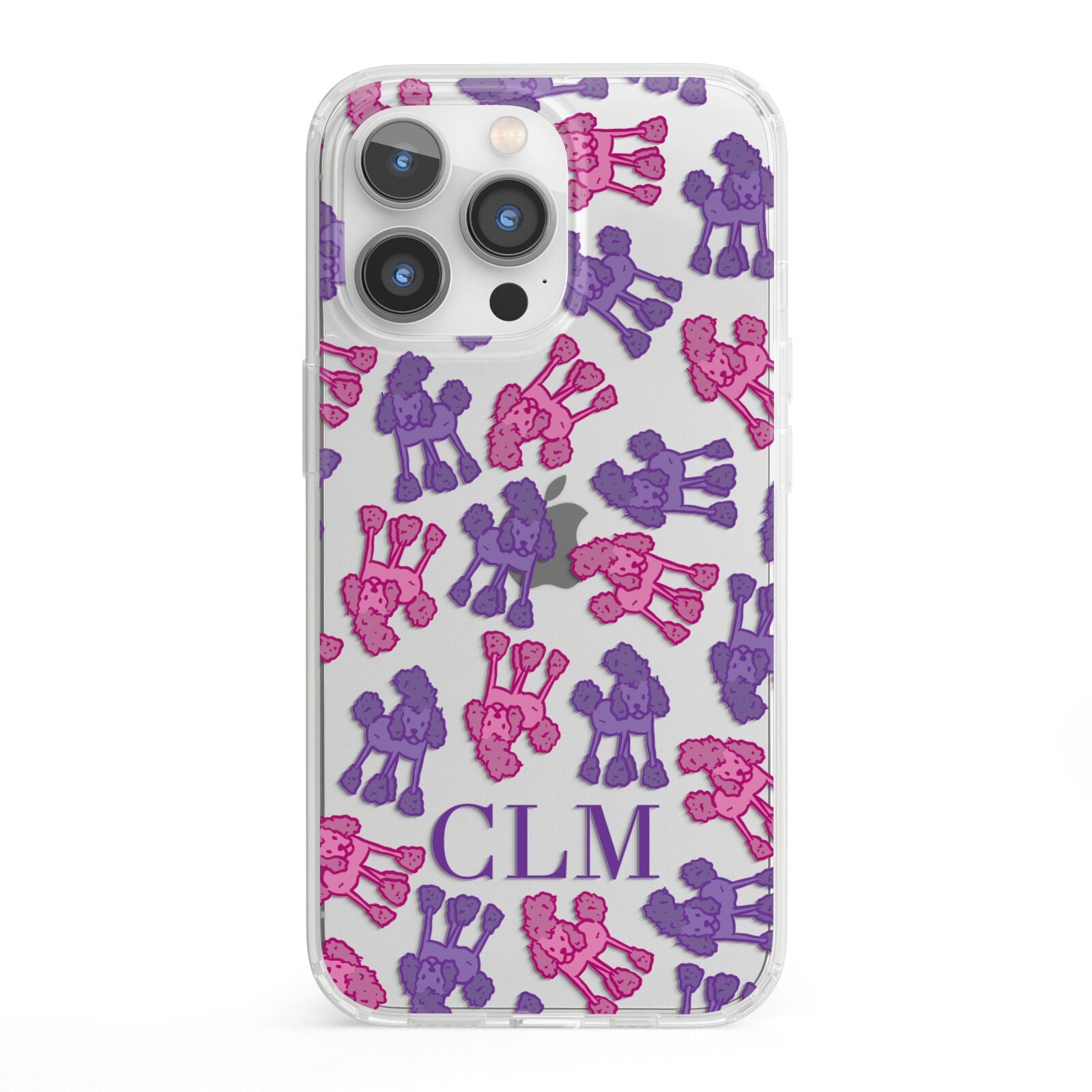 Personalised Poodle Initials Clear iPhone 13 Pro Clear Bumper Case