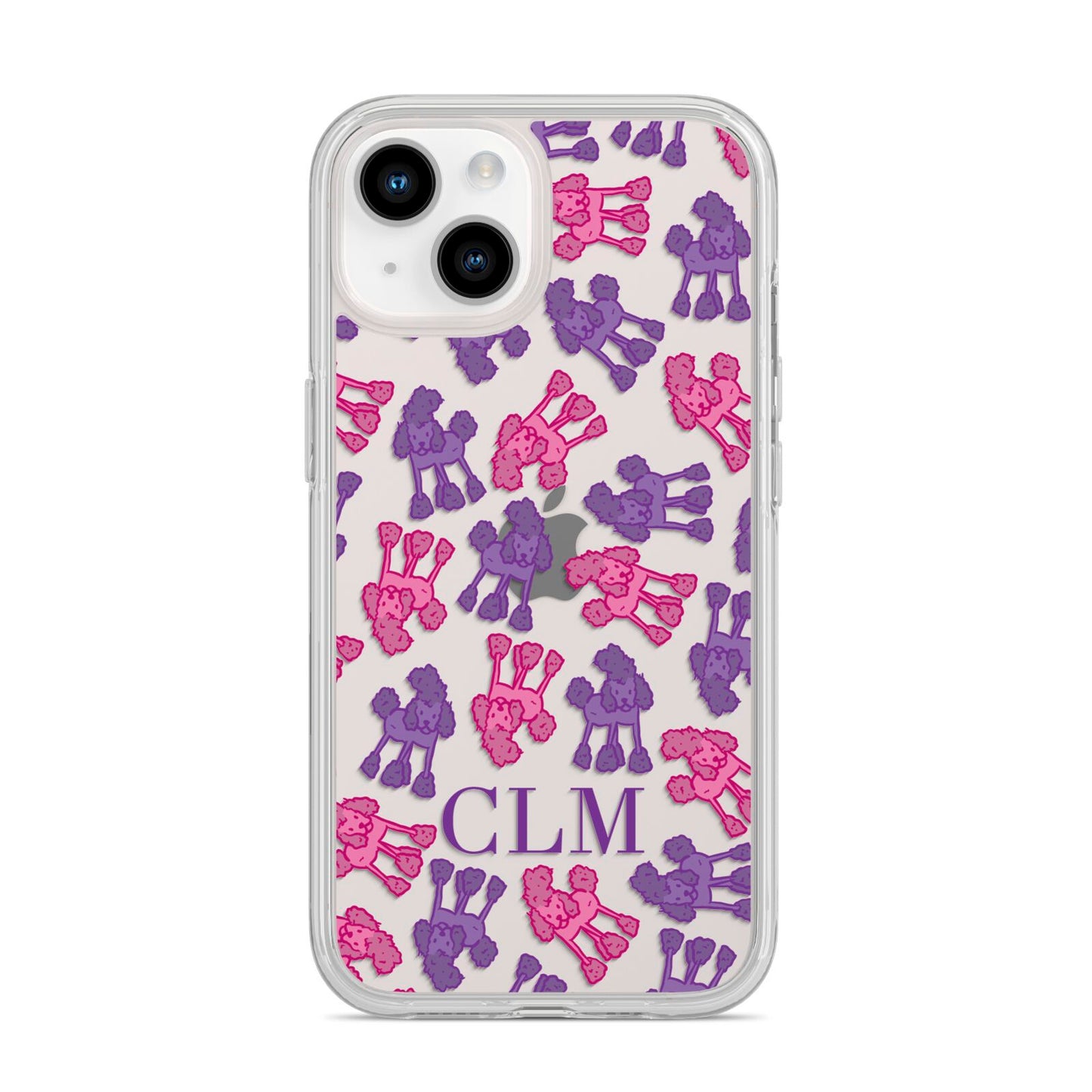 Personalised Poodle Initials Clear iPhone 14 Clear Tough Case Starlight