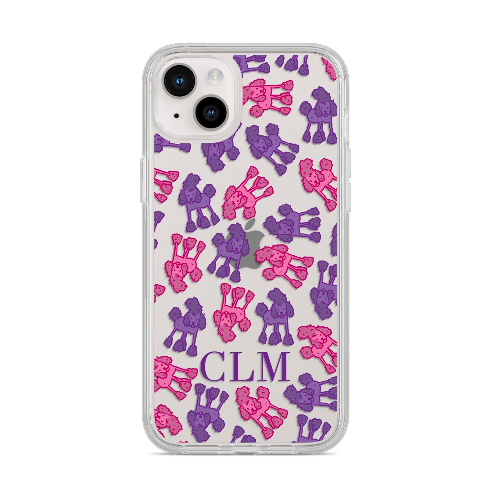 Personalised Poodle Initials Clear iPhone 14 Plus Clear Tough Case Starlight