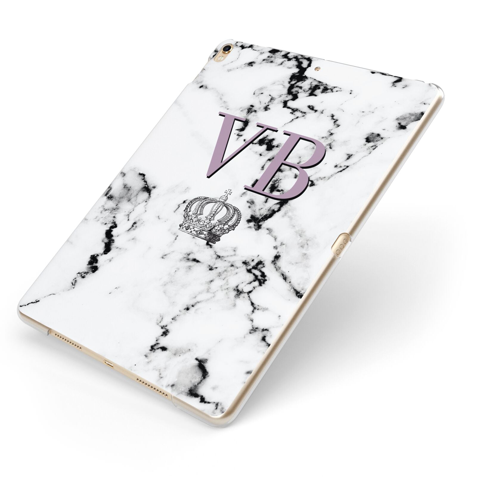 Personalised Princess Crown Initials Marble Apple iPad Case on Gold iPad Side View