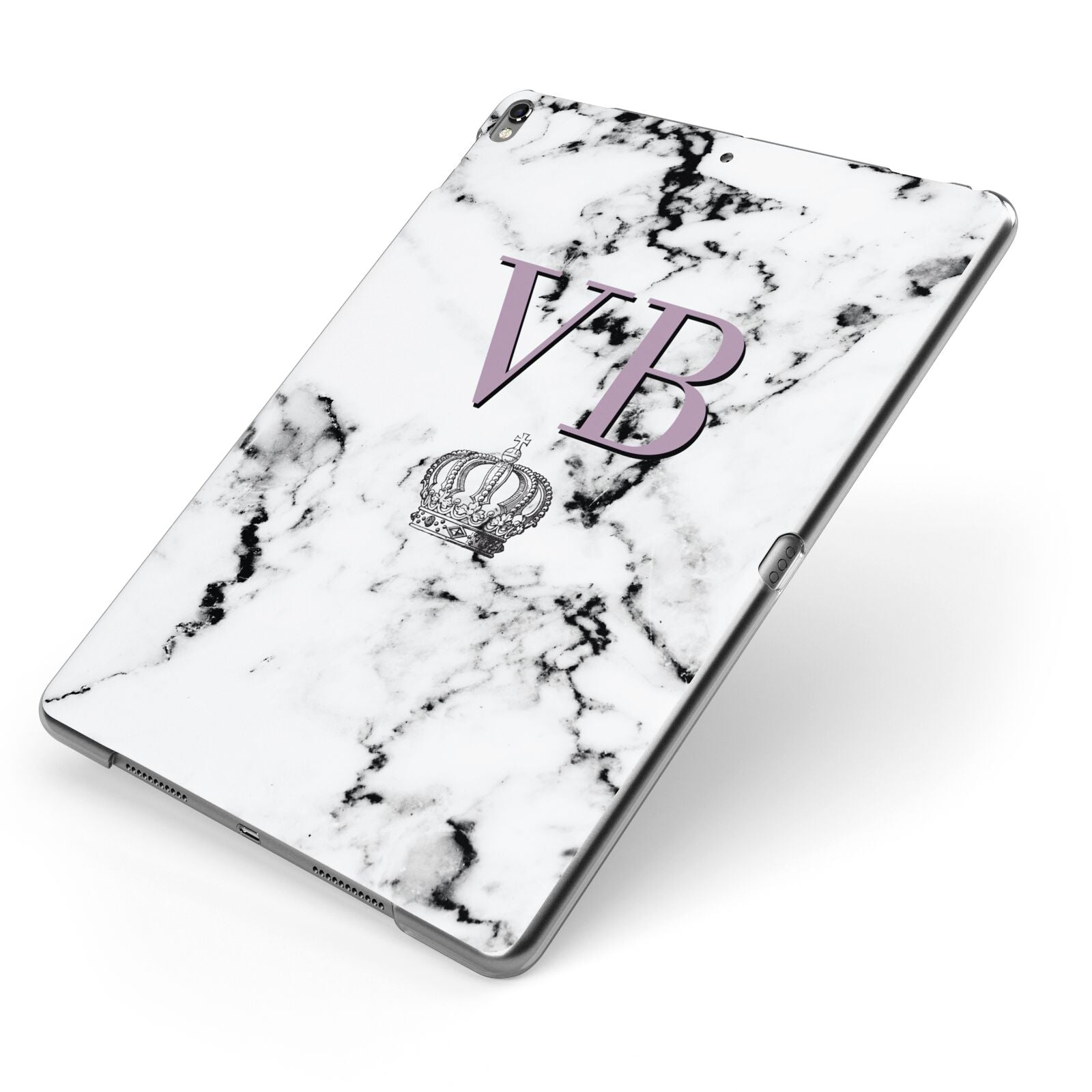 Personalised Princess Crown Initials Marble Apple iPad Case on Grey iPad Side View