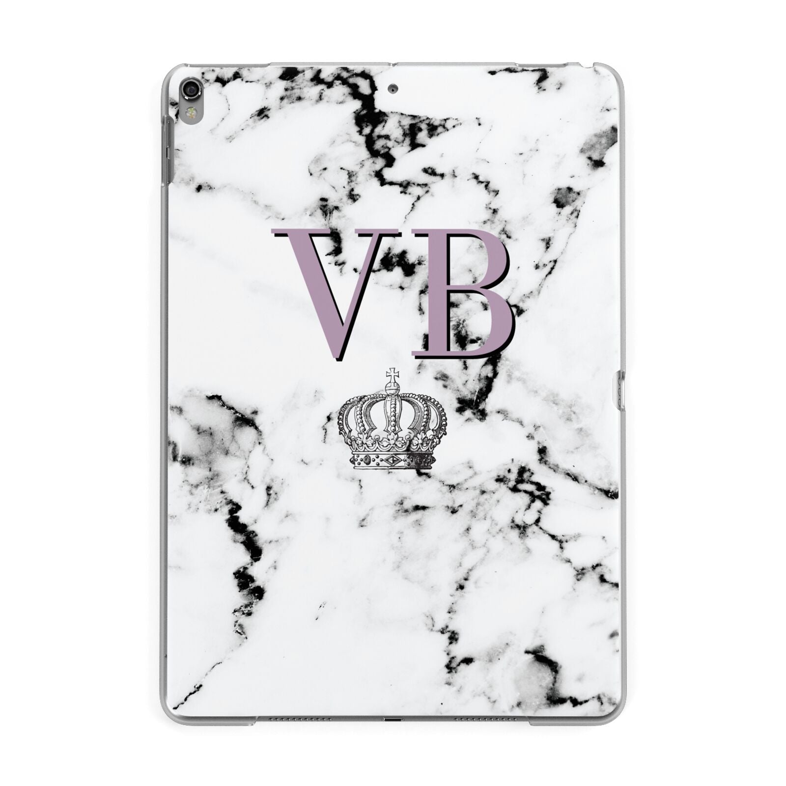 Personalised Princess Crown Initials Marble Apple iPad Grey Case